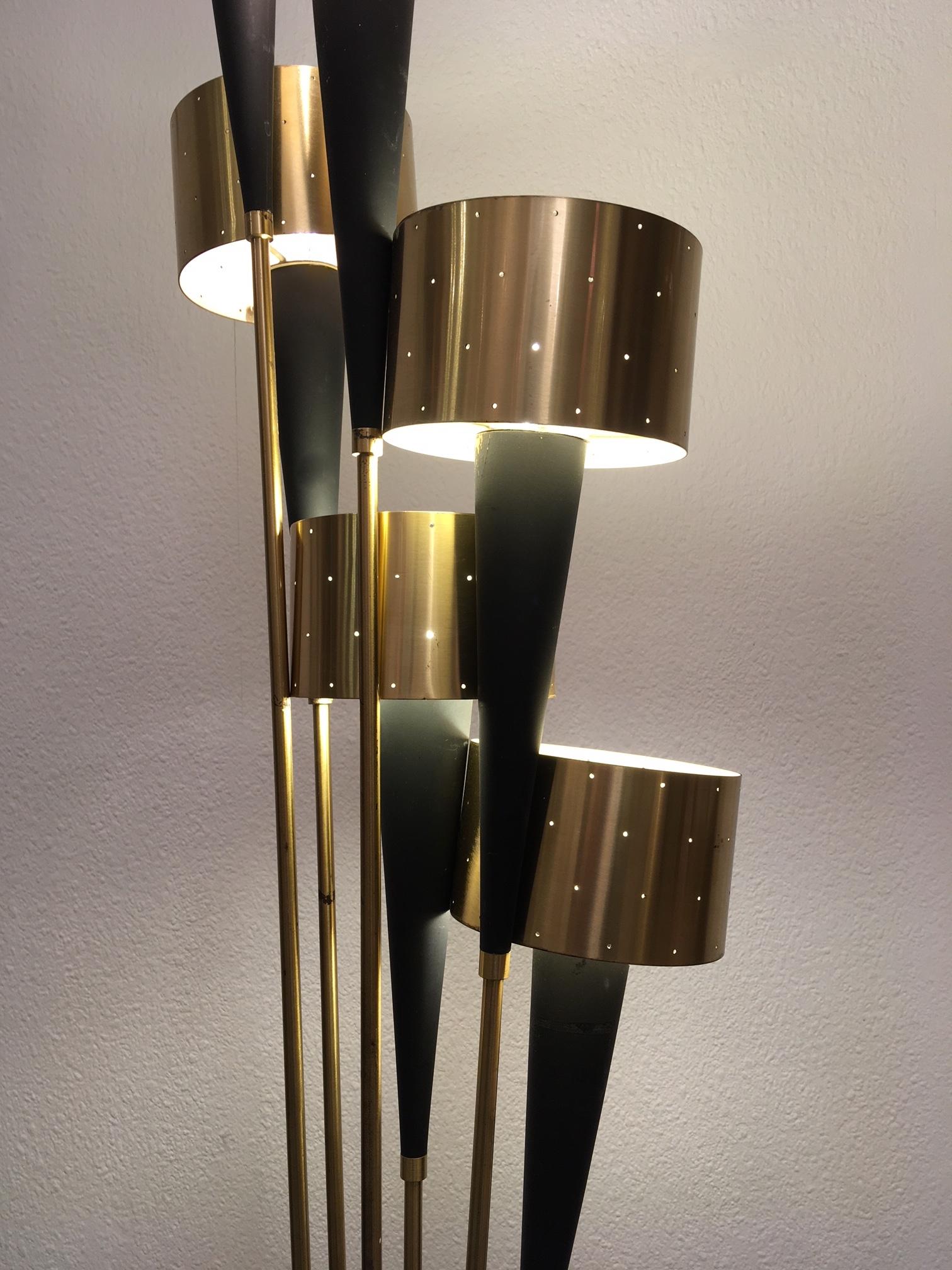 Brass 1950s Stilnovo Style Floor Lamp