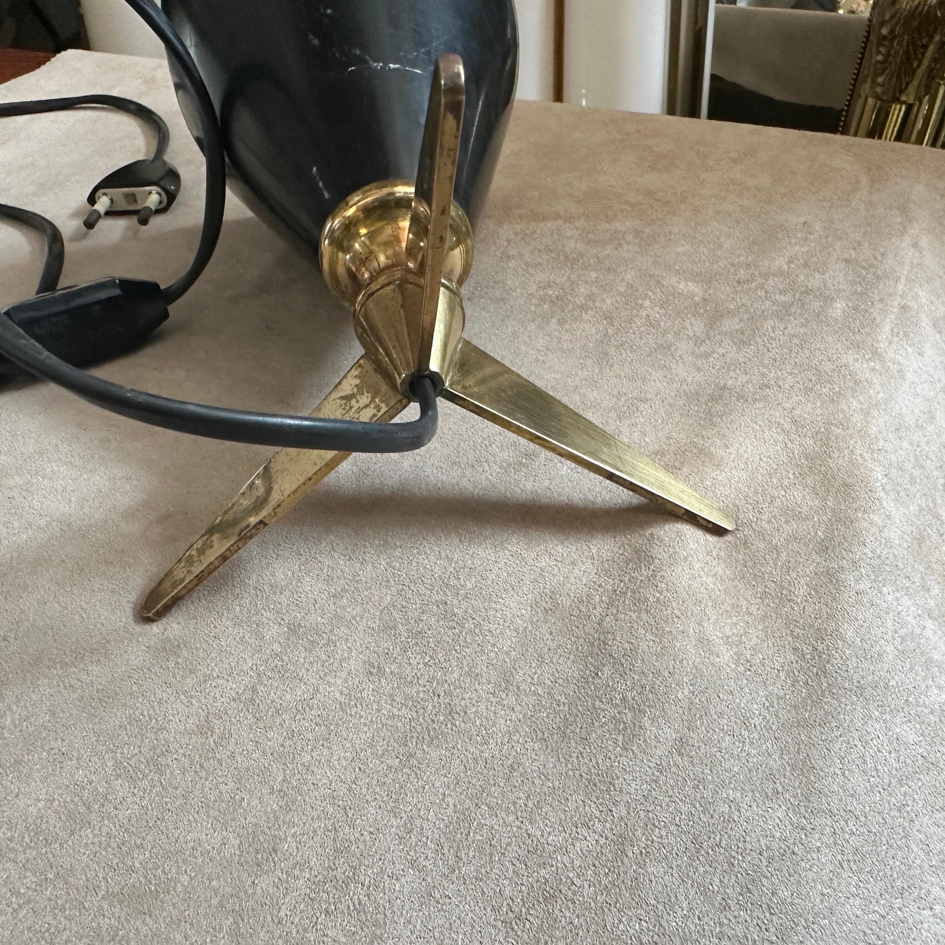 1950s Stilnovo Style Mid-Century Modern Black Aluminum Brass Sputnik Desk Lamp For Sale 2