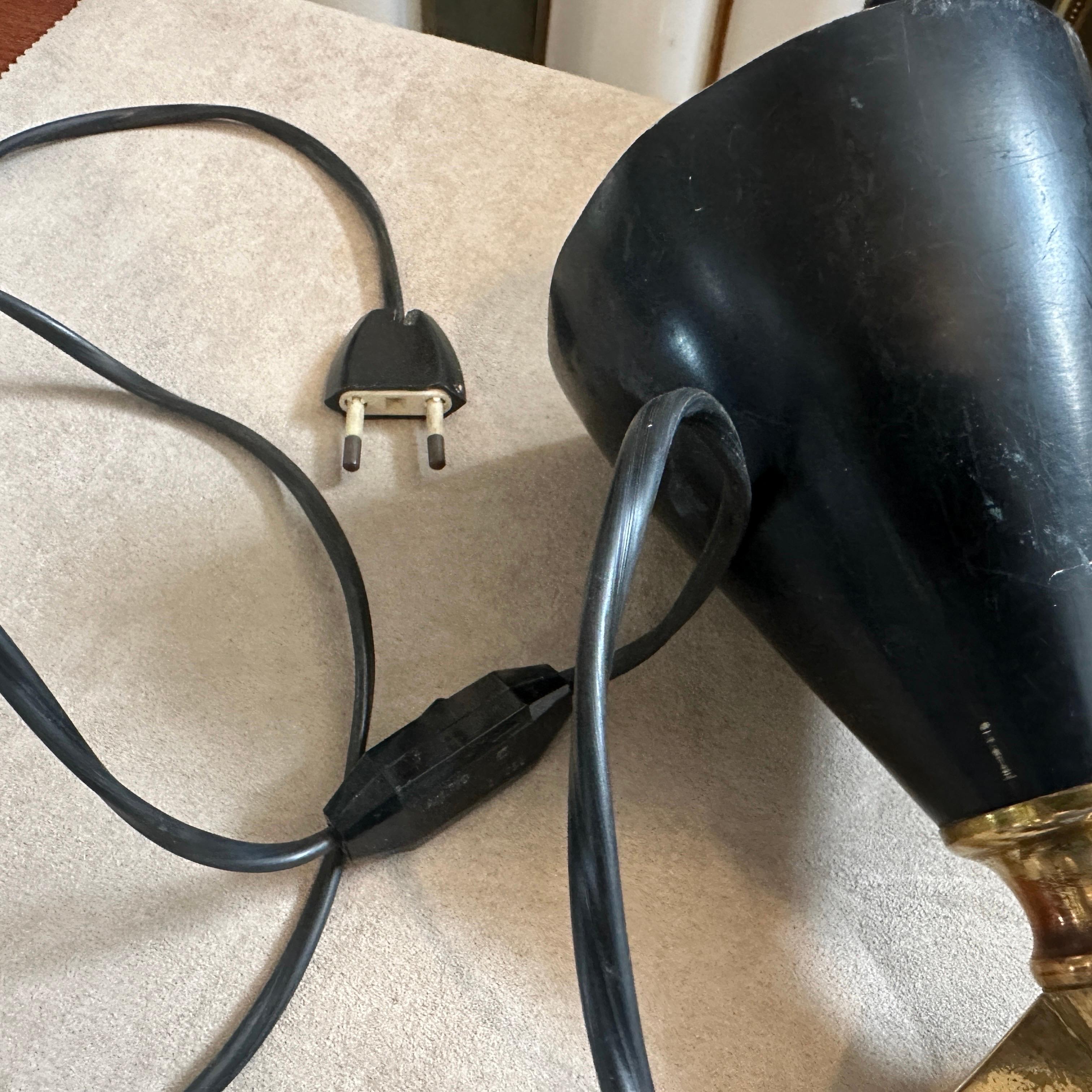 1950s Stilnovo Style Mid-Century Modern Black Aluminum Brass Sputnik Desk Lamp For Sale 4