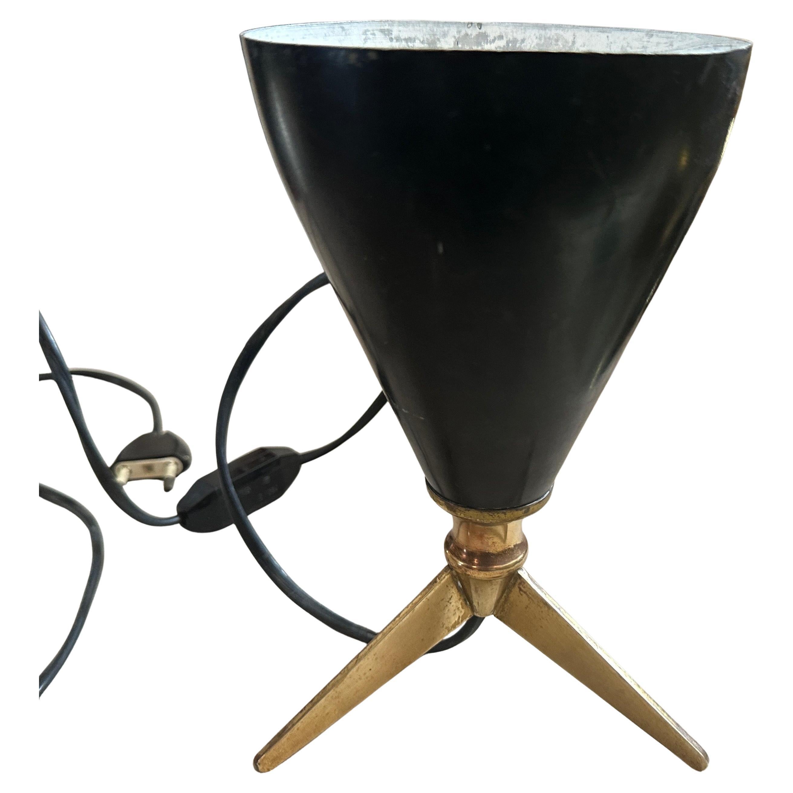 1950s Stilnovo Style Mid-Century Modern Black Aluminum Brass Sputnik Desk Lamp