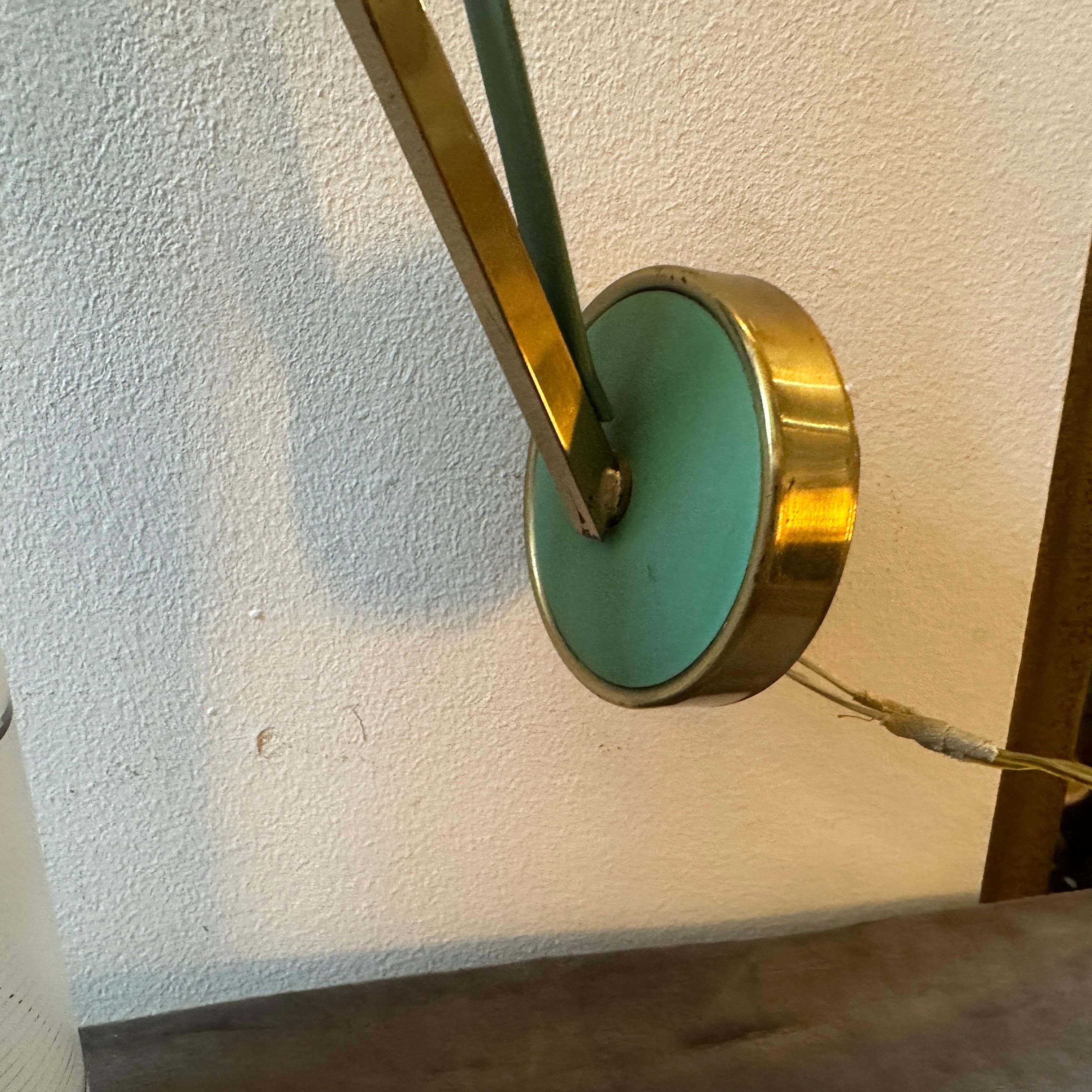 1950s Stilnovo Style Mid-Century Modern Brass and Glass Italian Wall Sconce For Sale 1