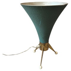 1950s Stilnovo Style Mid-Century Modern Green Aluminum Brass Sputnik Desk Lamp