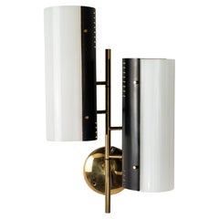 1950 Stilnovo Applique da parete Appliques Nero Bianco Perspex Ottone