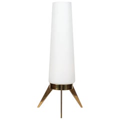 1950s Stilux Milano Glass and Brass Tripod Table Lamp