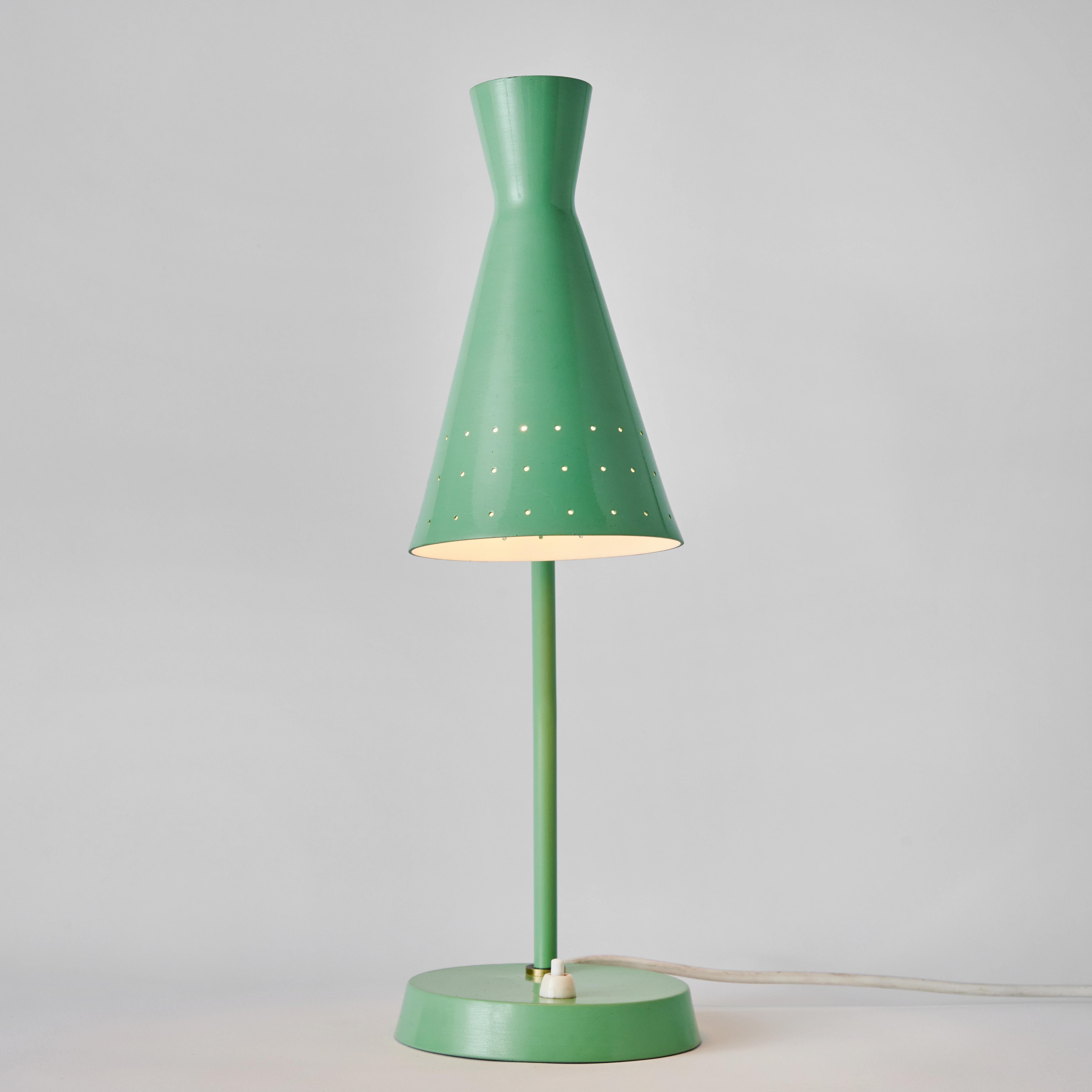 1950s Stilux Milano Green Perforated Cone Table Lamp For Sale 2