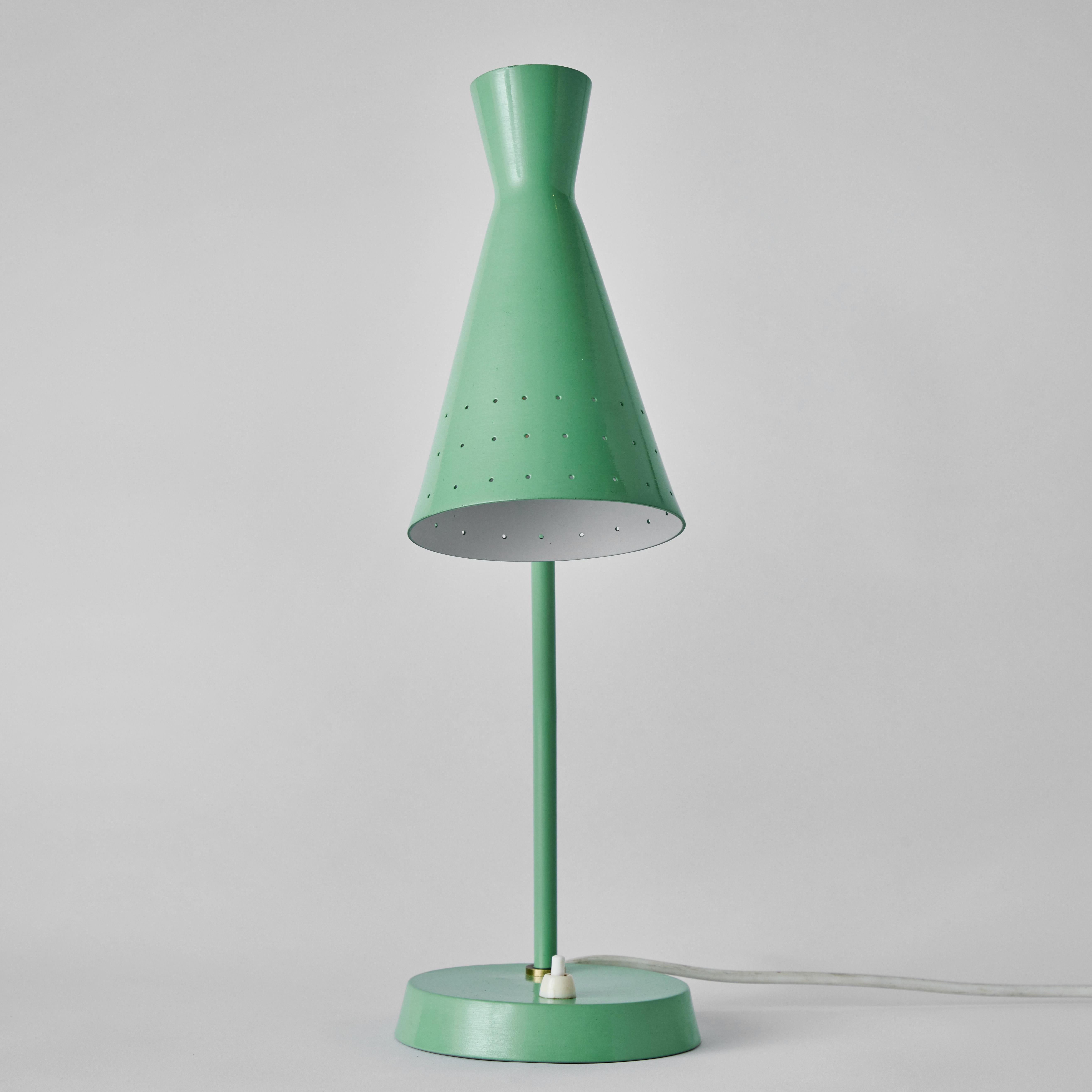 1950s Stilux Milano Green Perforated Cone Table Lamp For Sale 3