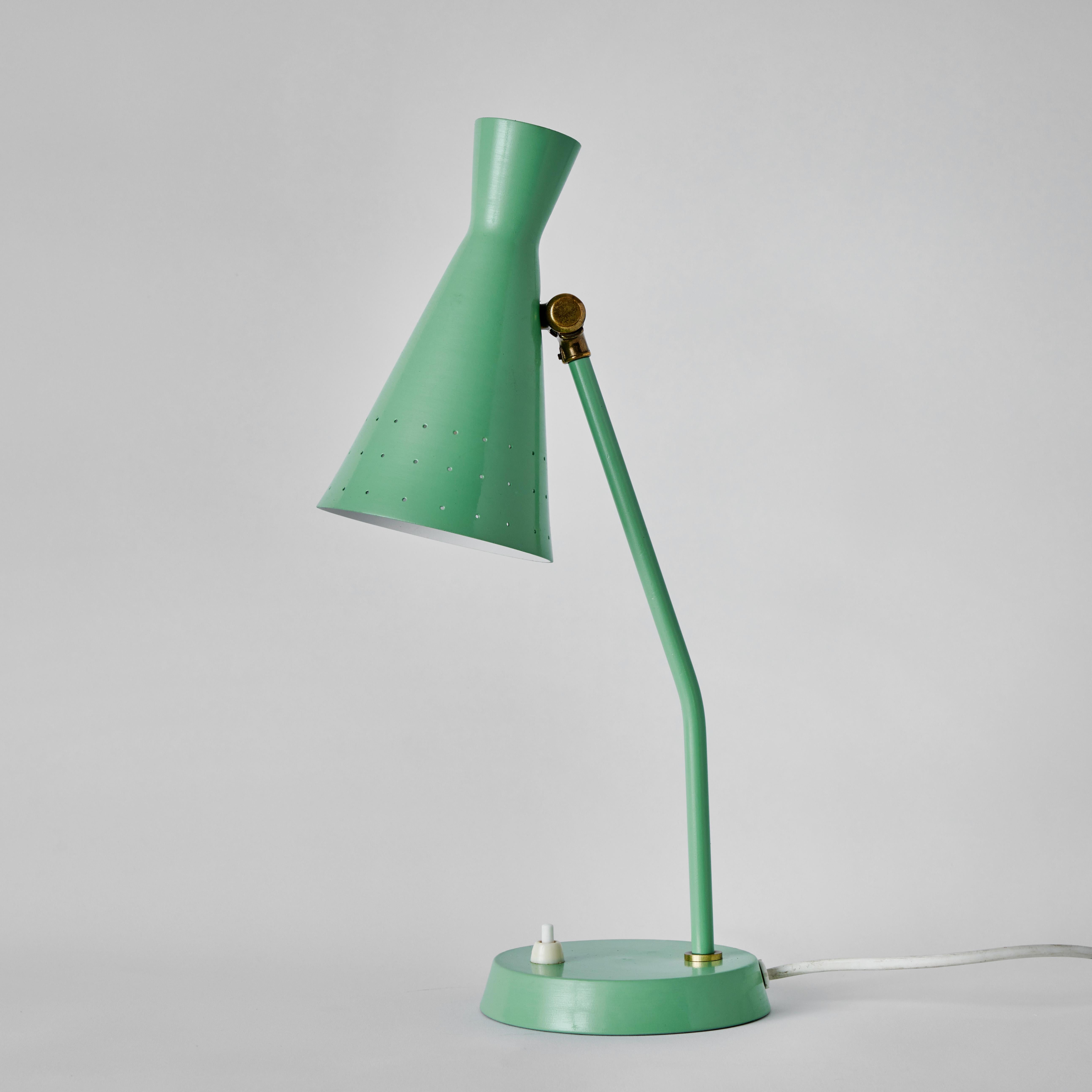 1950s Stilux Milano Green Perforated Cone Table Lamp For Sale 6