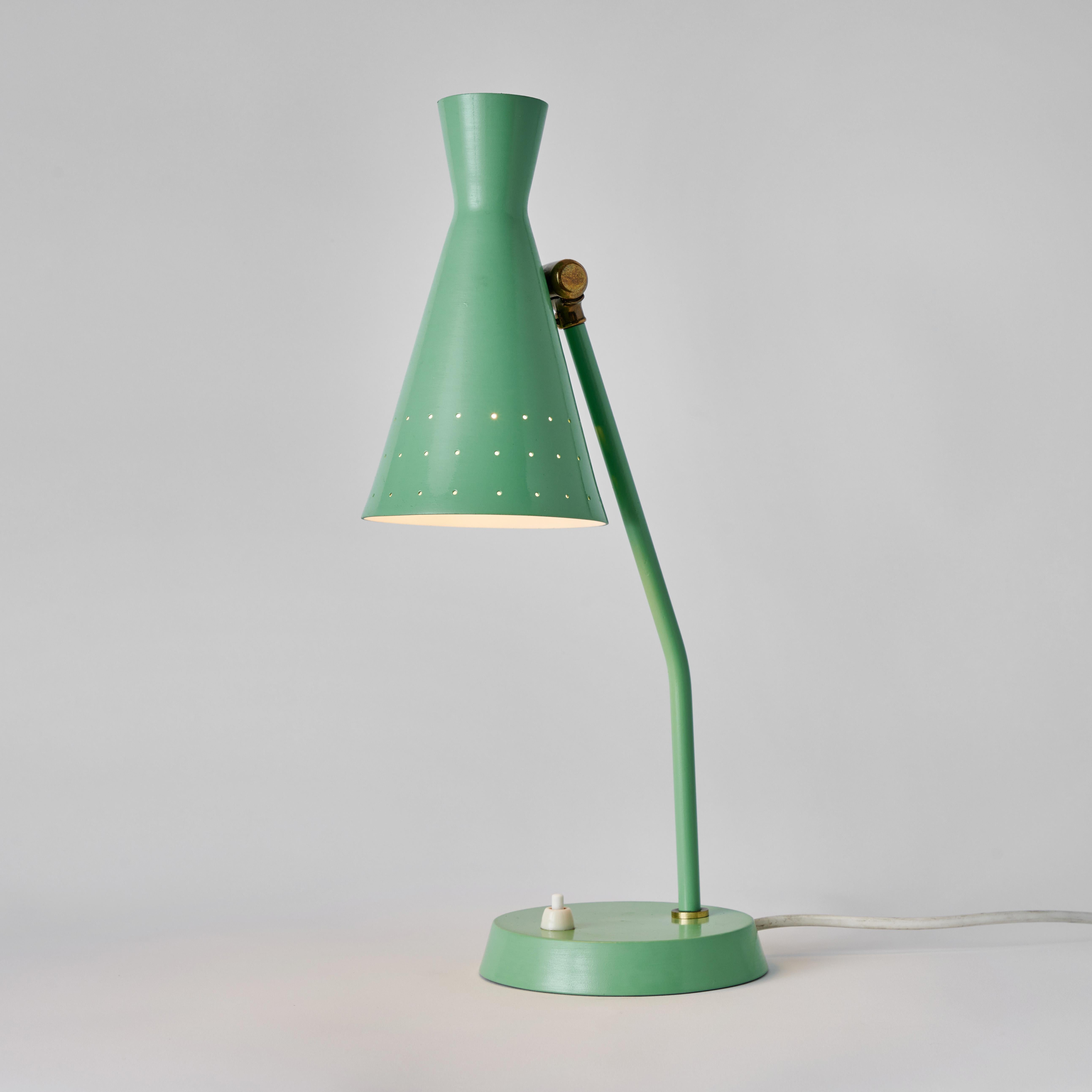 1950s Stilux Milano Green Perforated Cone Table Lamp For Sale 7