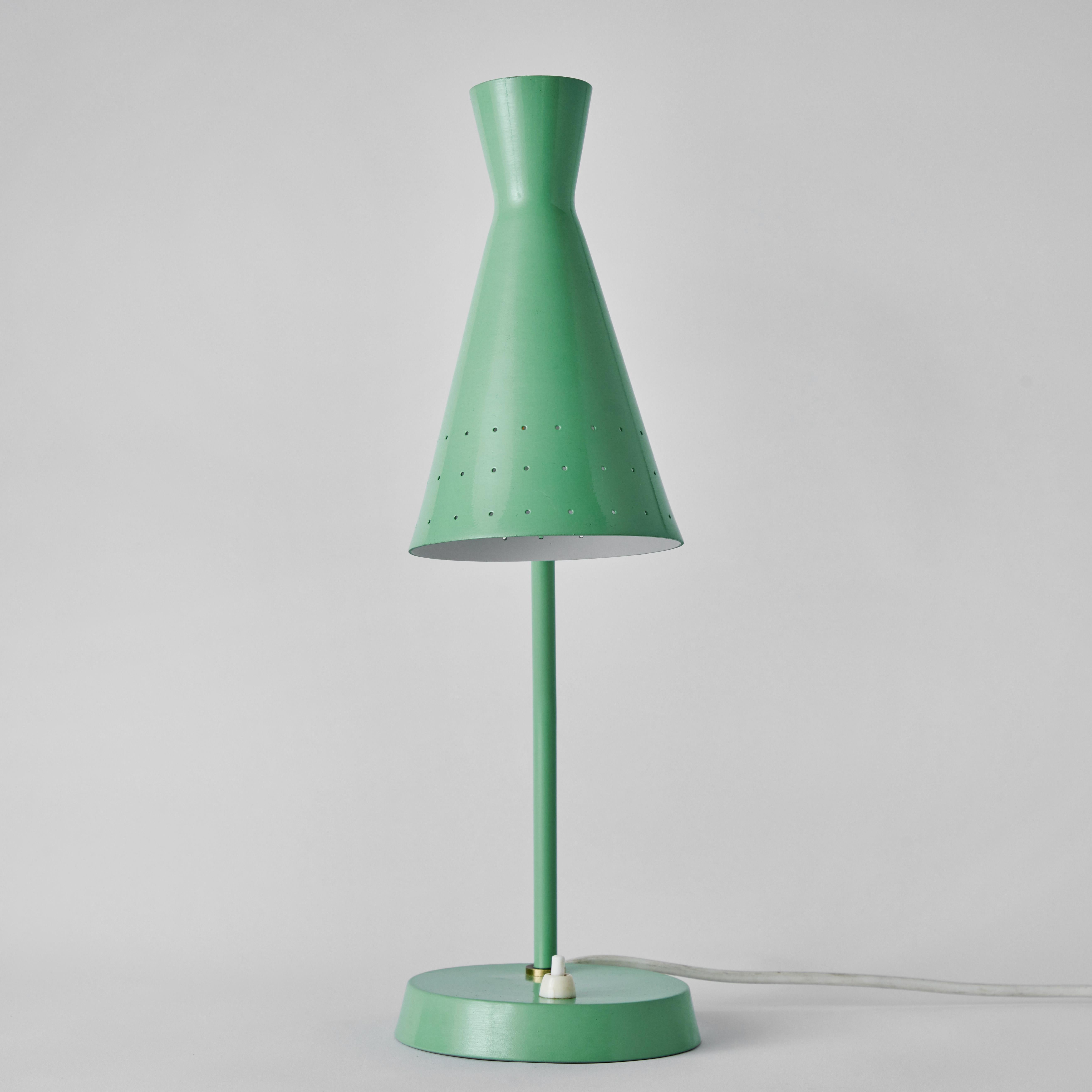 1950s Stilux Milano Green Perforated Cone Table Lamp For Sale 1