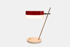 1950s Stilux Milano Italian Table Lamp Red White Colour Marble Perspex
