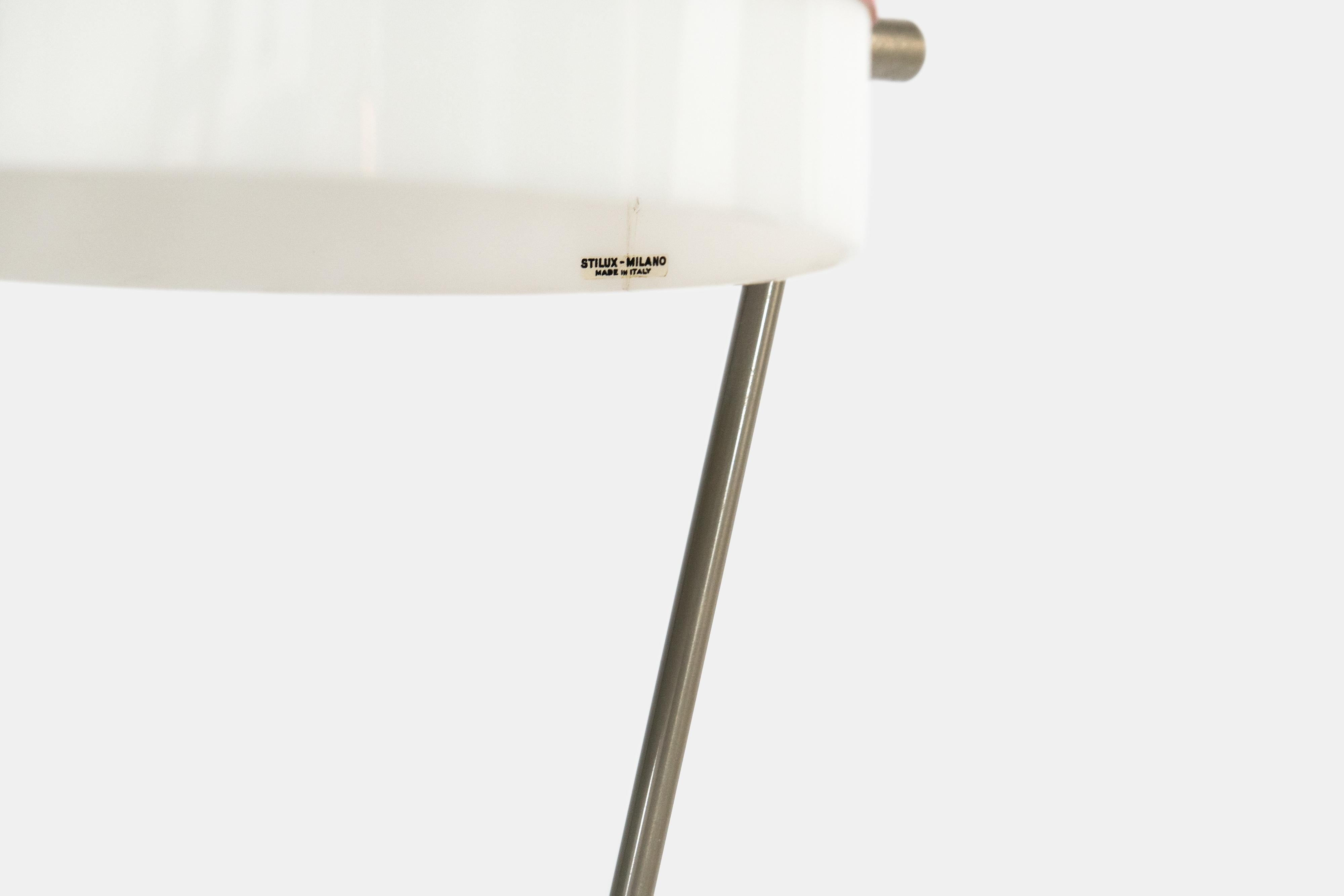 Mid-Century Modern 1950s Stilux Milano Italian Table Lamp Red White Colour Marble Perspex en vente