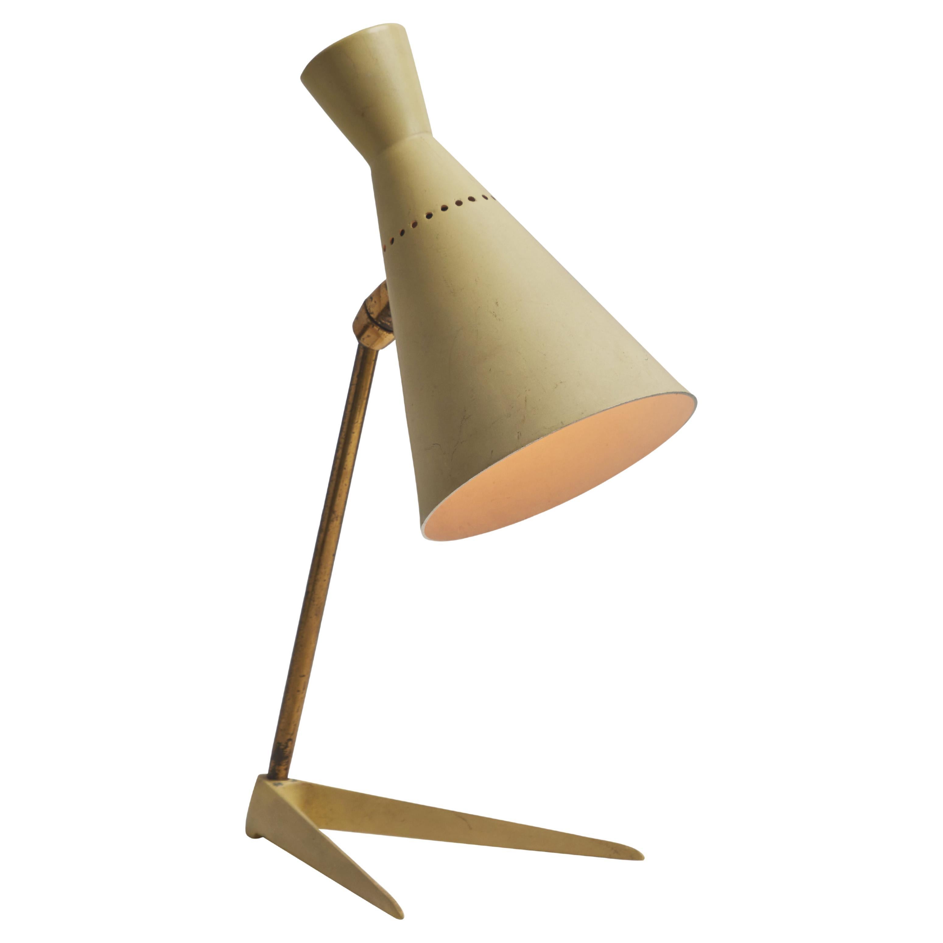 1950s Stilux Milano Metal & Wood Table Lamp For Sale