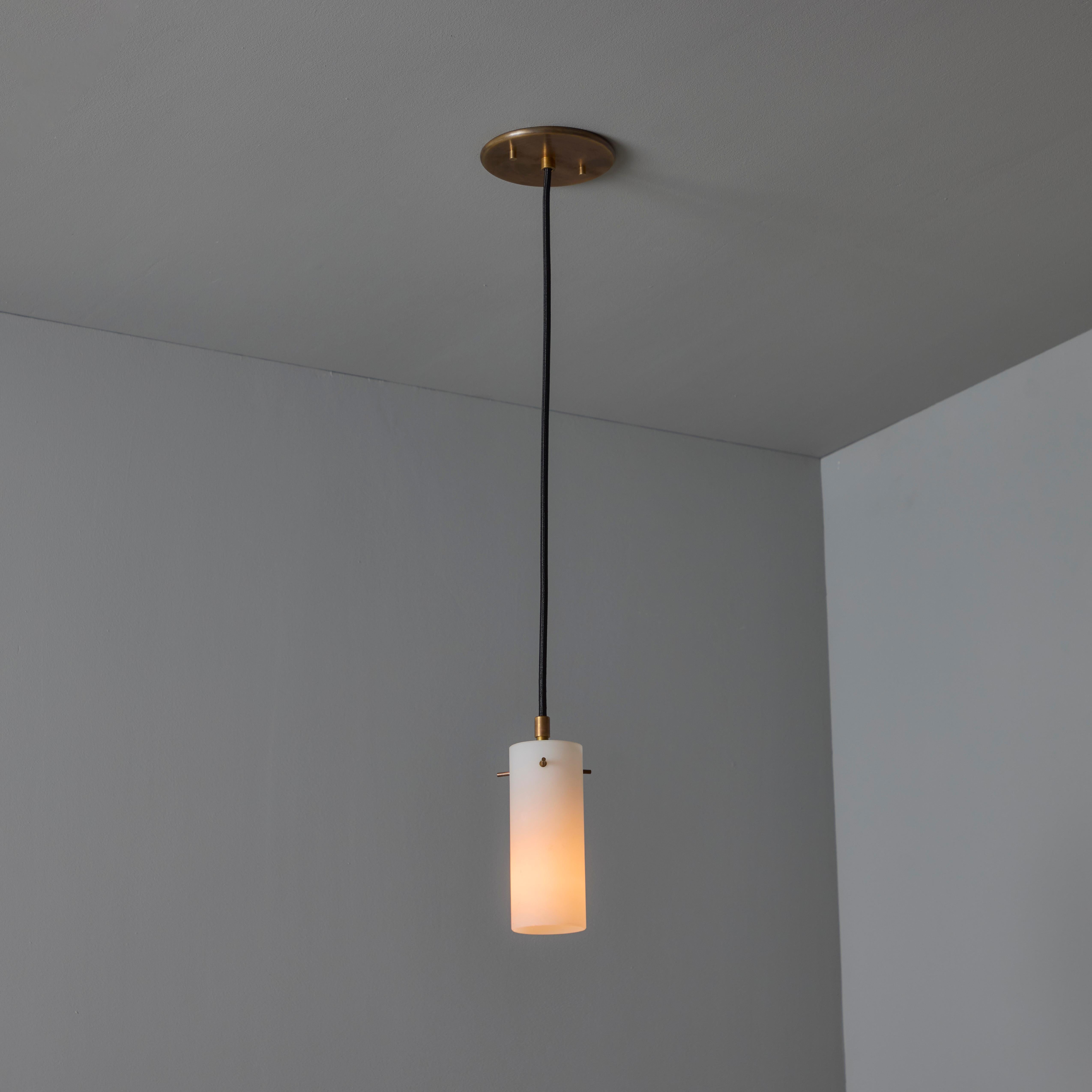 1950s Stilux Milano Opaline Glass & Brass Pendant For Sale 3