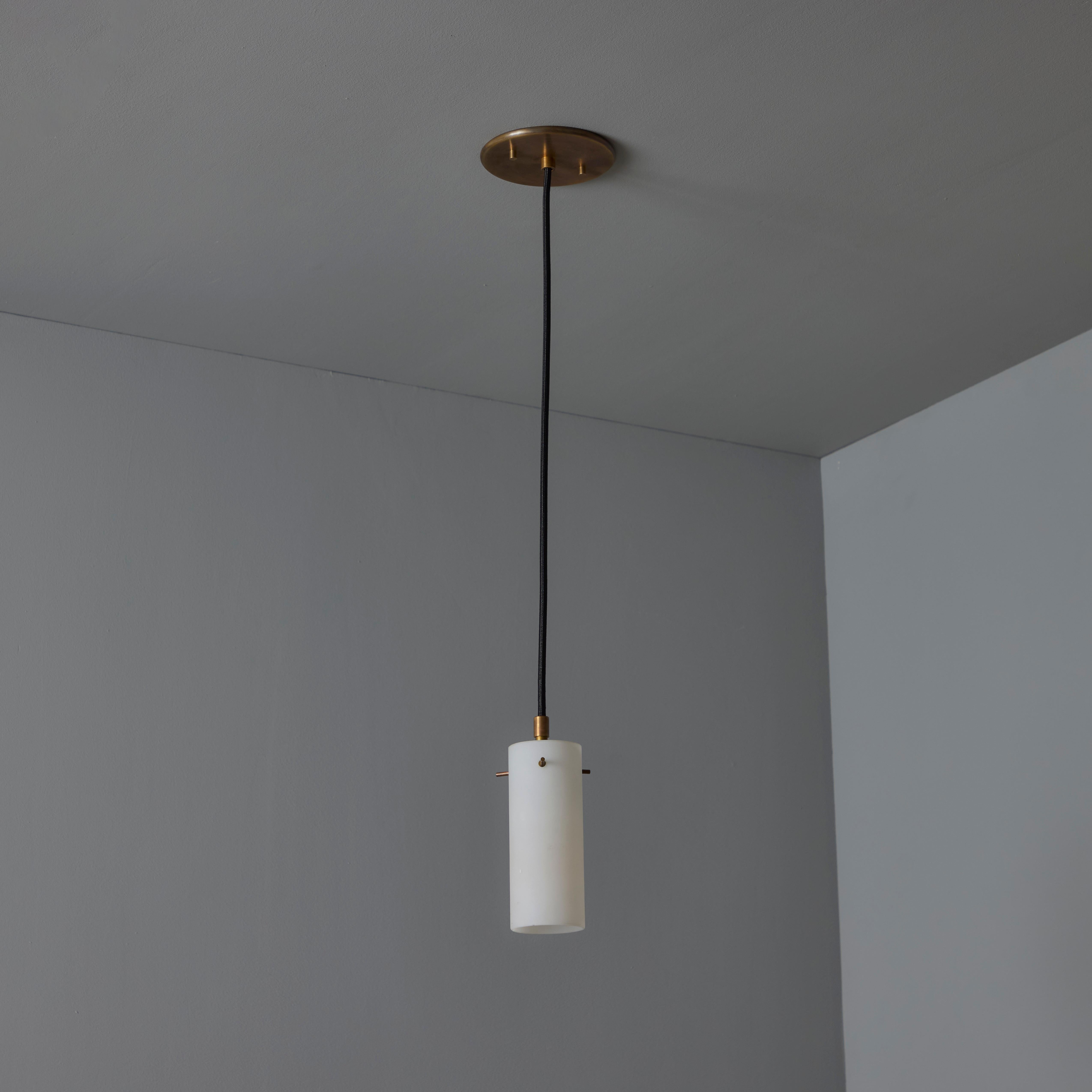 1950s Stilux Milano Opaline Glass & Brass Pendant For Sale 4