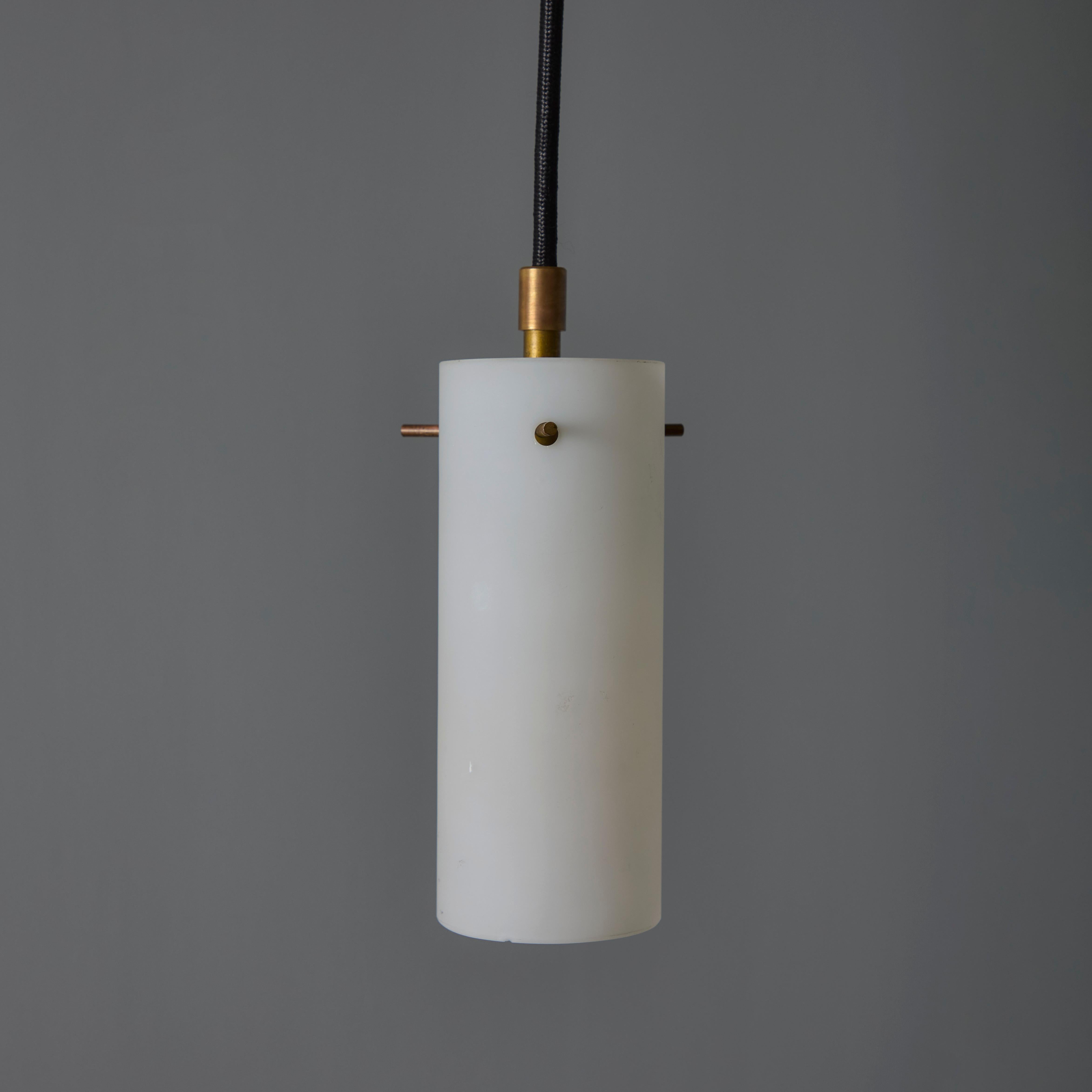1950s Stilux Milano Opaline Glass & Brass Pendant For Sale 5