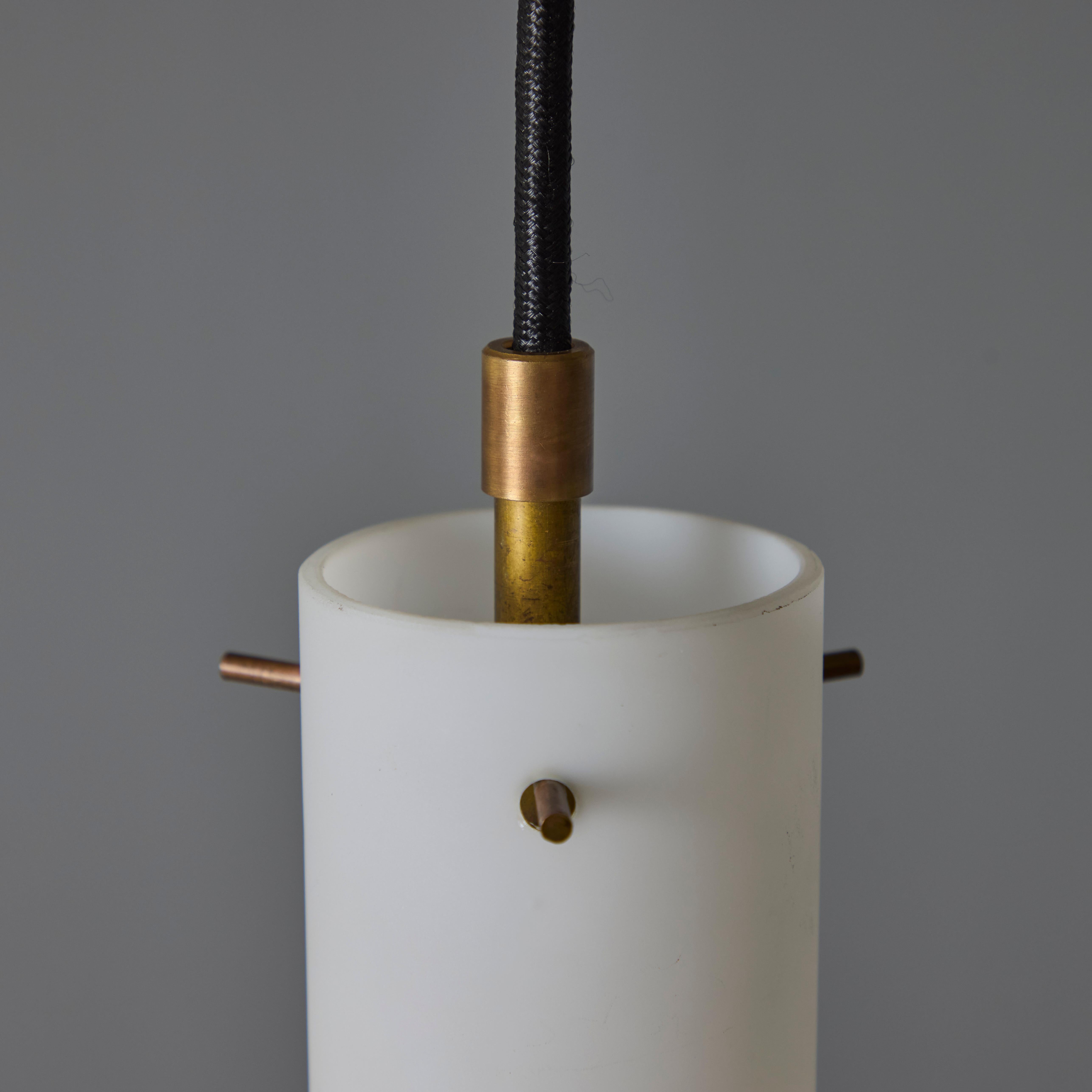 1950s Stilux Milano Opaline Glass & Brass Pendant For Sale 7