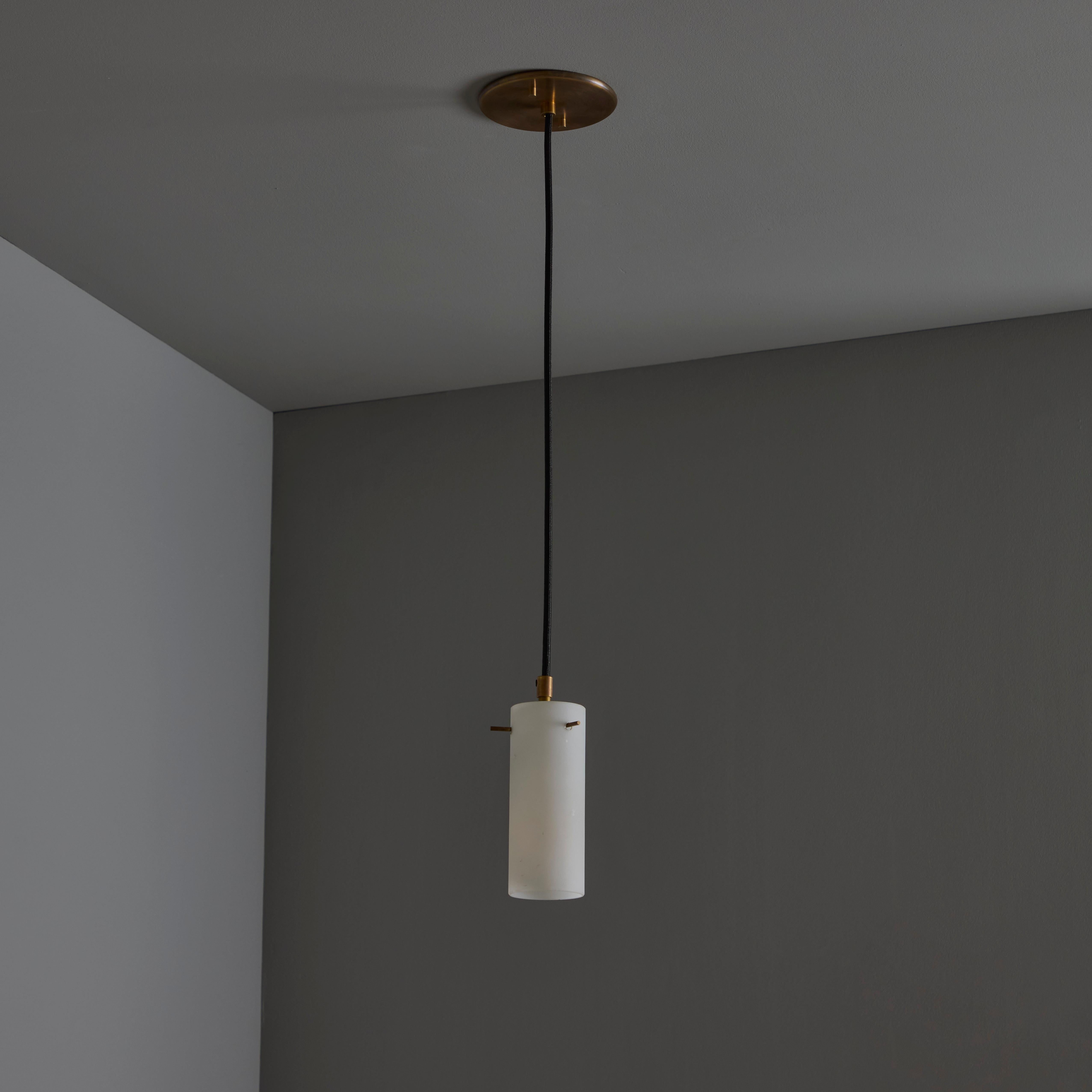 1950s Stilux Milano Opaline Glass & Brass Pendant For Sale 8