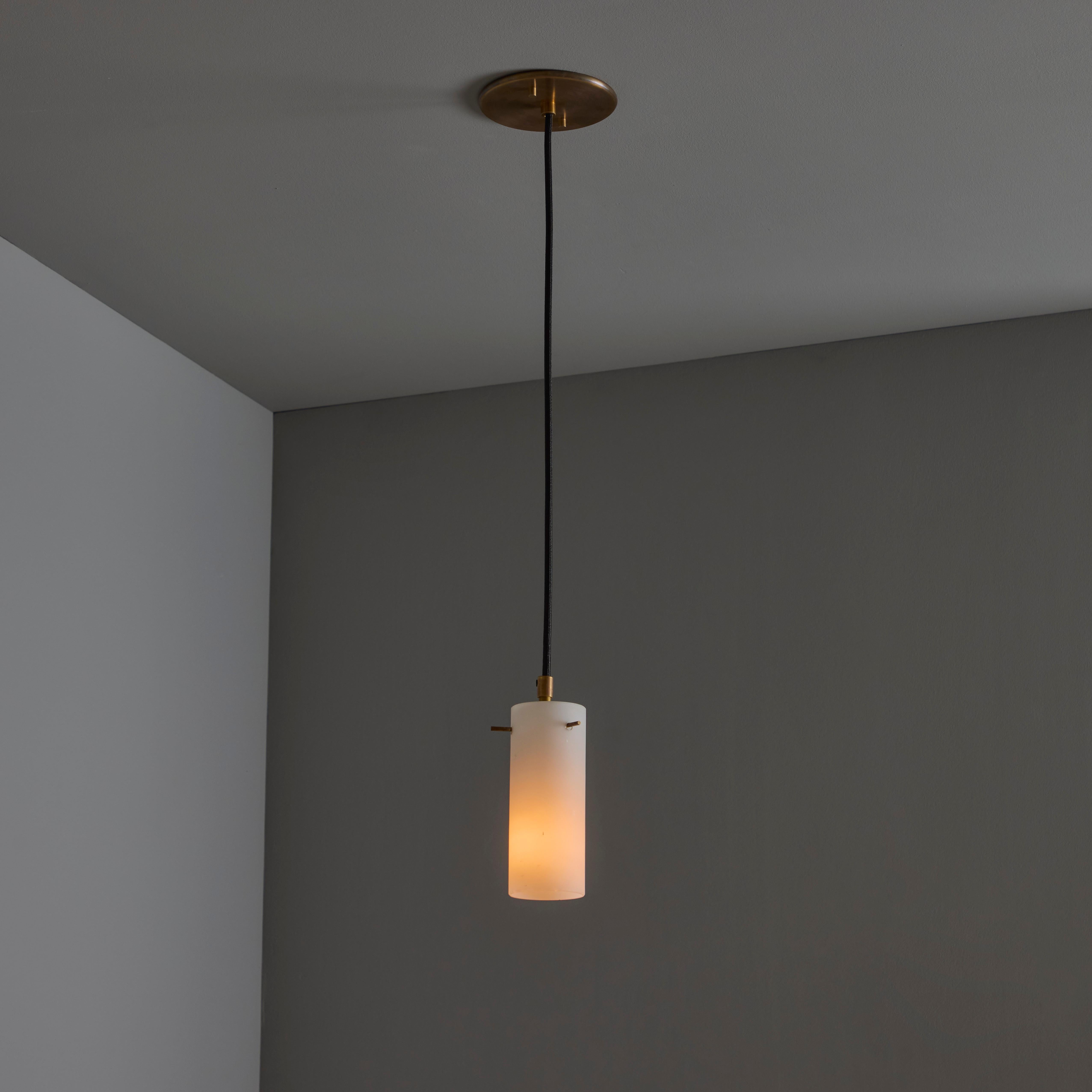 1950s Stilux Milano Opaline Glass & Brass Pendant For Sale 9