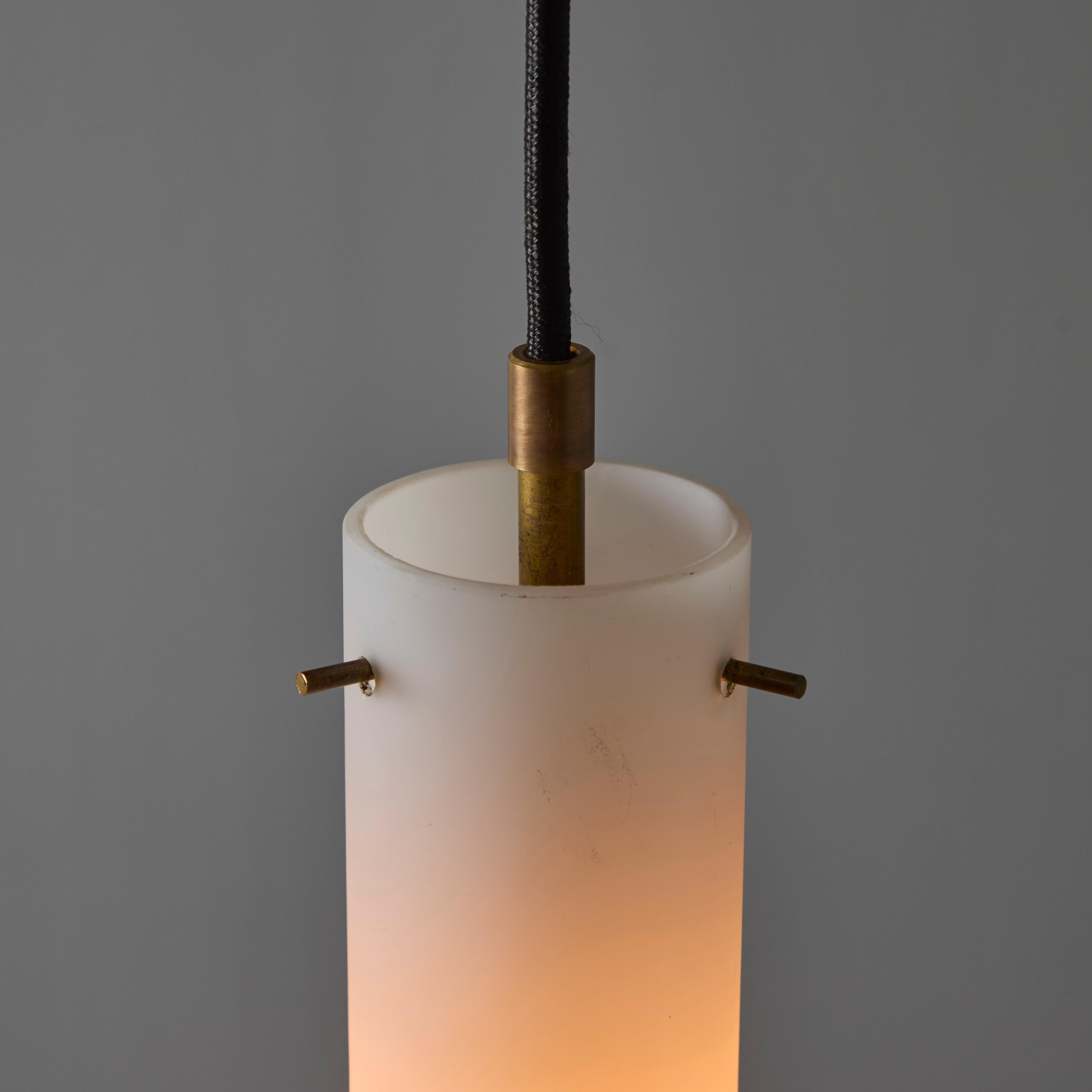 1950s Stilux Milano Opaline Glass & Brass Pendant In Good Condition For Sale In Glendale, CA