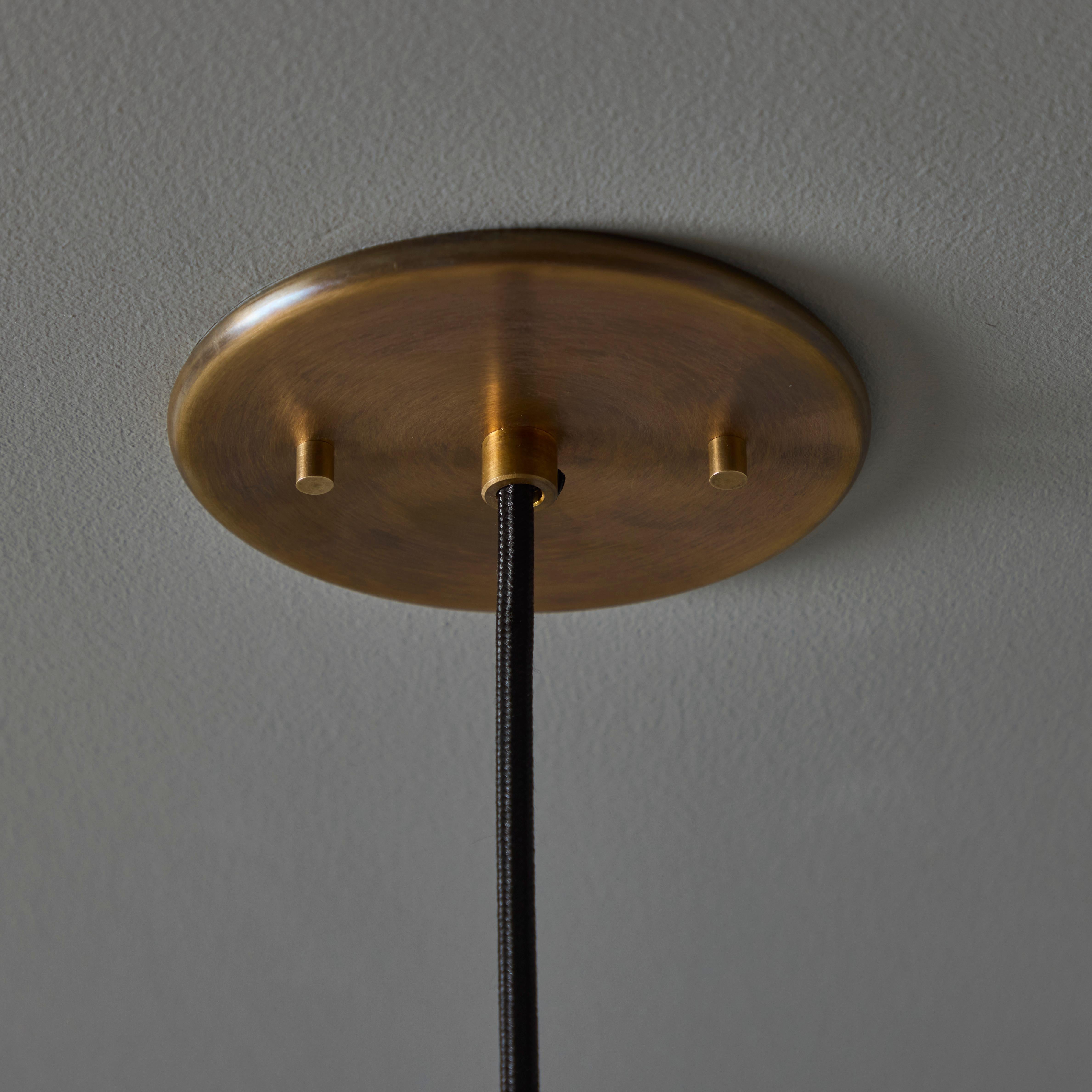Mid-20th Century 1950s Stilux Milano Opaline Glass & Brass Pendant For Sale