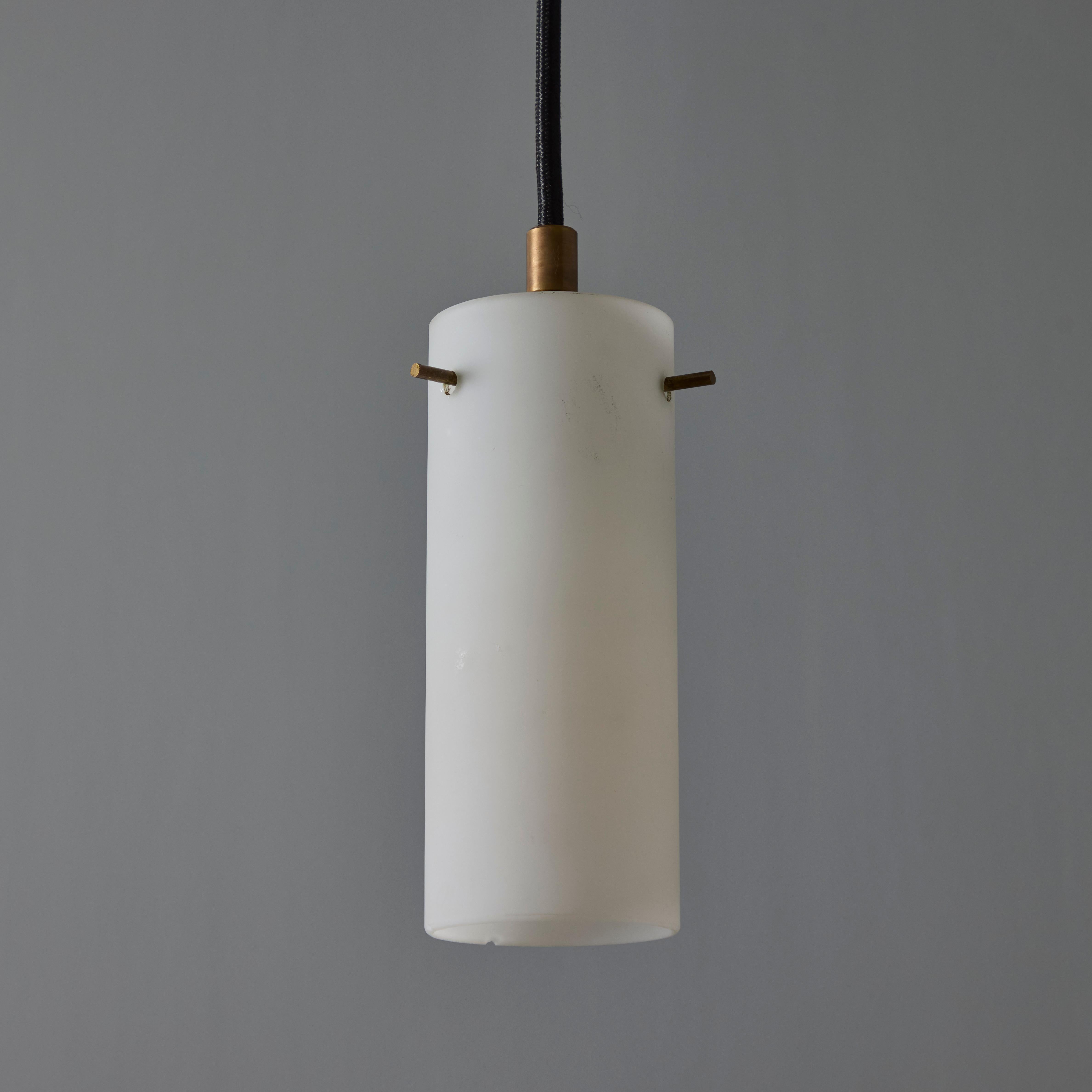1950s Stilux Milano Opaline Glass & Brass Pendant For Sale 1