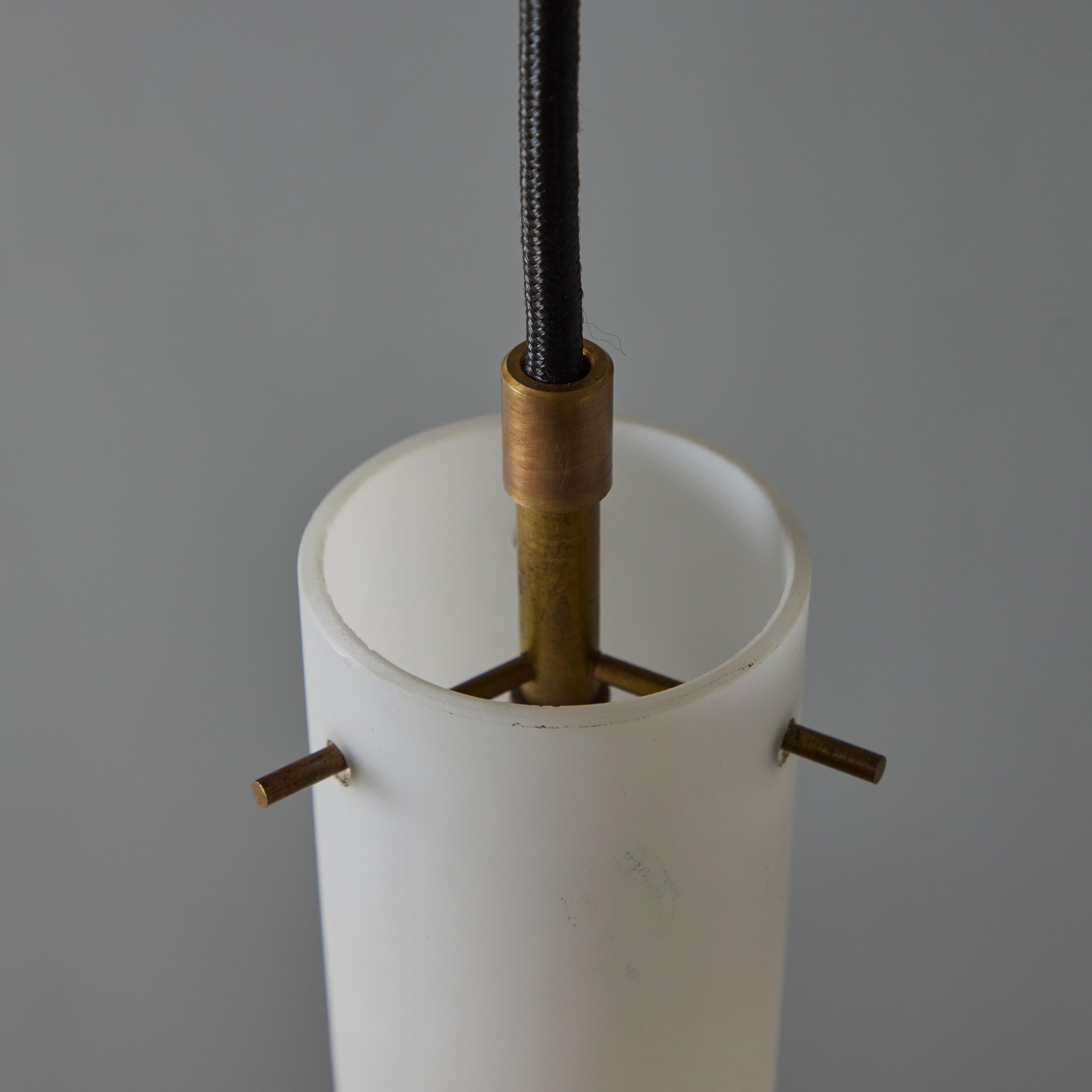 1950s Stilux Milano Opaline Glass & Brass Pendant For Sale 2