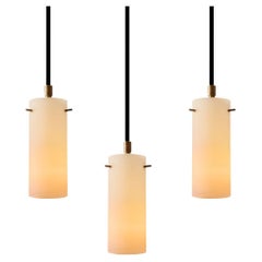 1950s Stilux Milano Opaline Glass & Brass Pendant