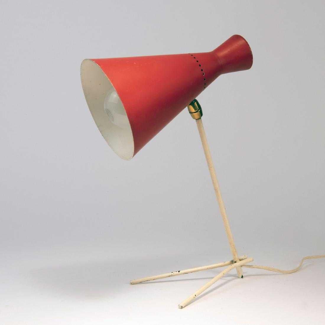 Rote und weiße Stilux Milano-Tischlampe, 1950er Jahre (Italienisch)