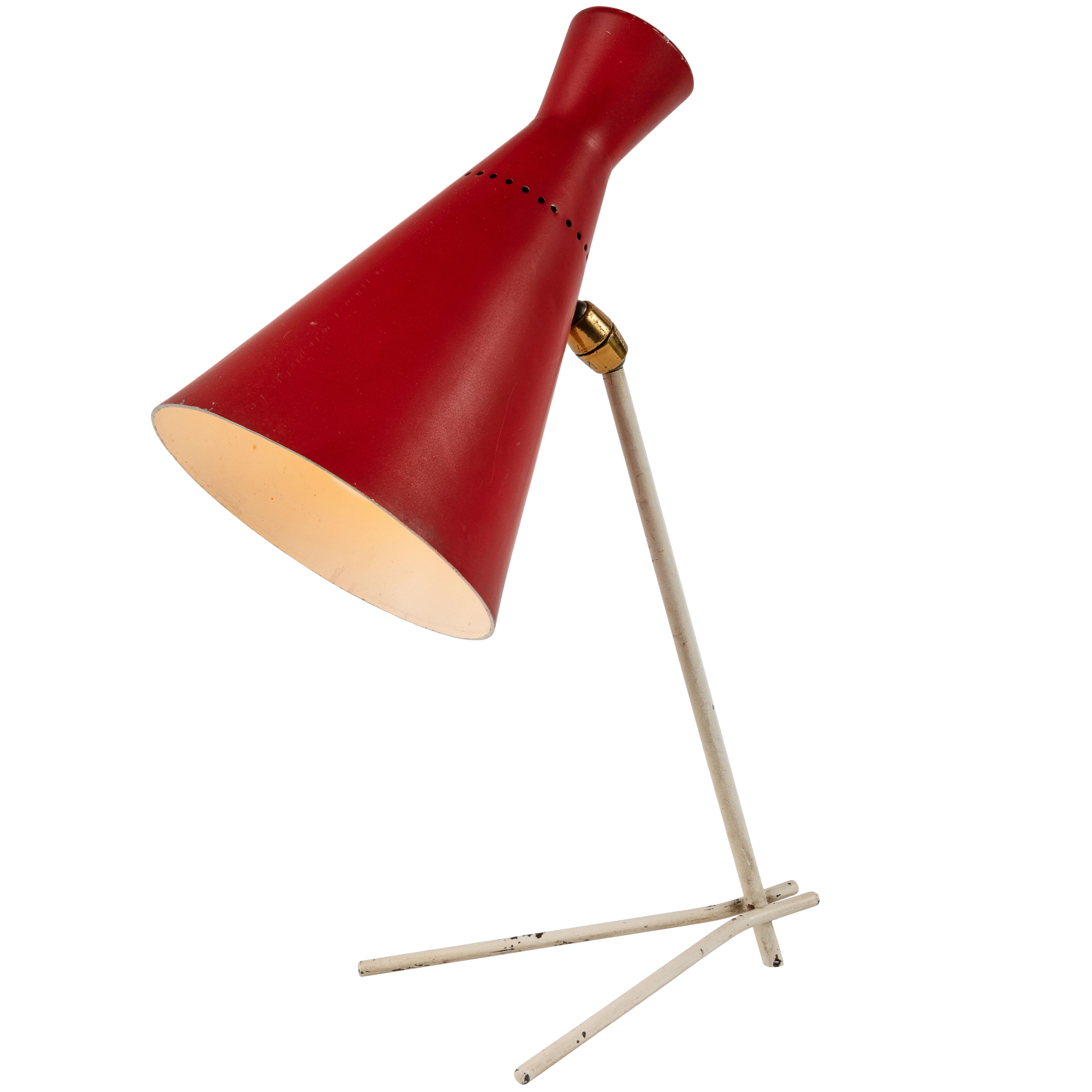1950s Stilux Milano Red and White Table Lamp