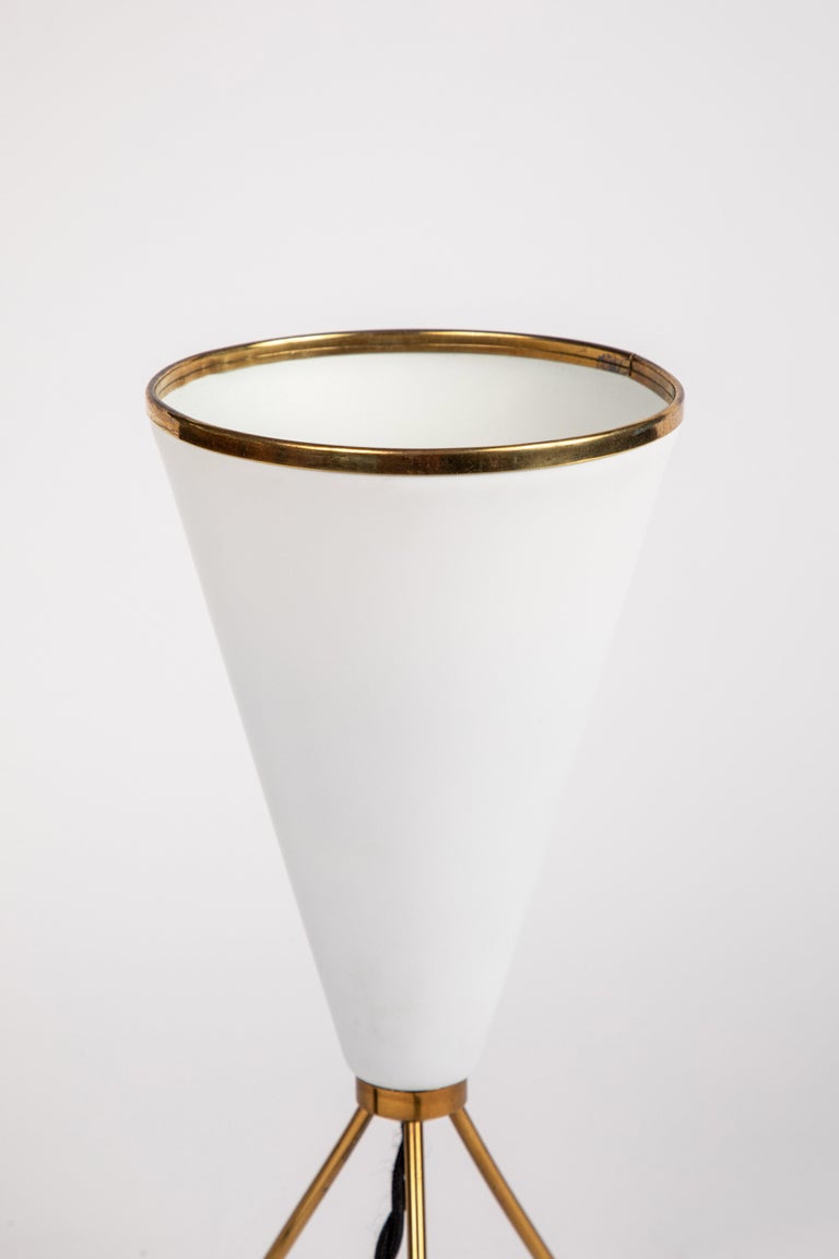 Mid-20th Century 1950s Stilux Milano White Cone Tripod Table Lamp For Sale