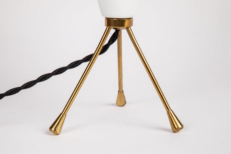 1950s Stilux Milano White Cone Tripod Table Lamp For Sale 1