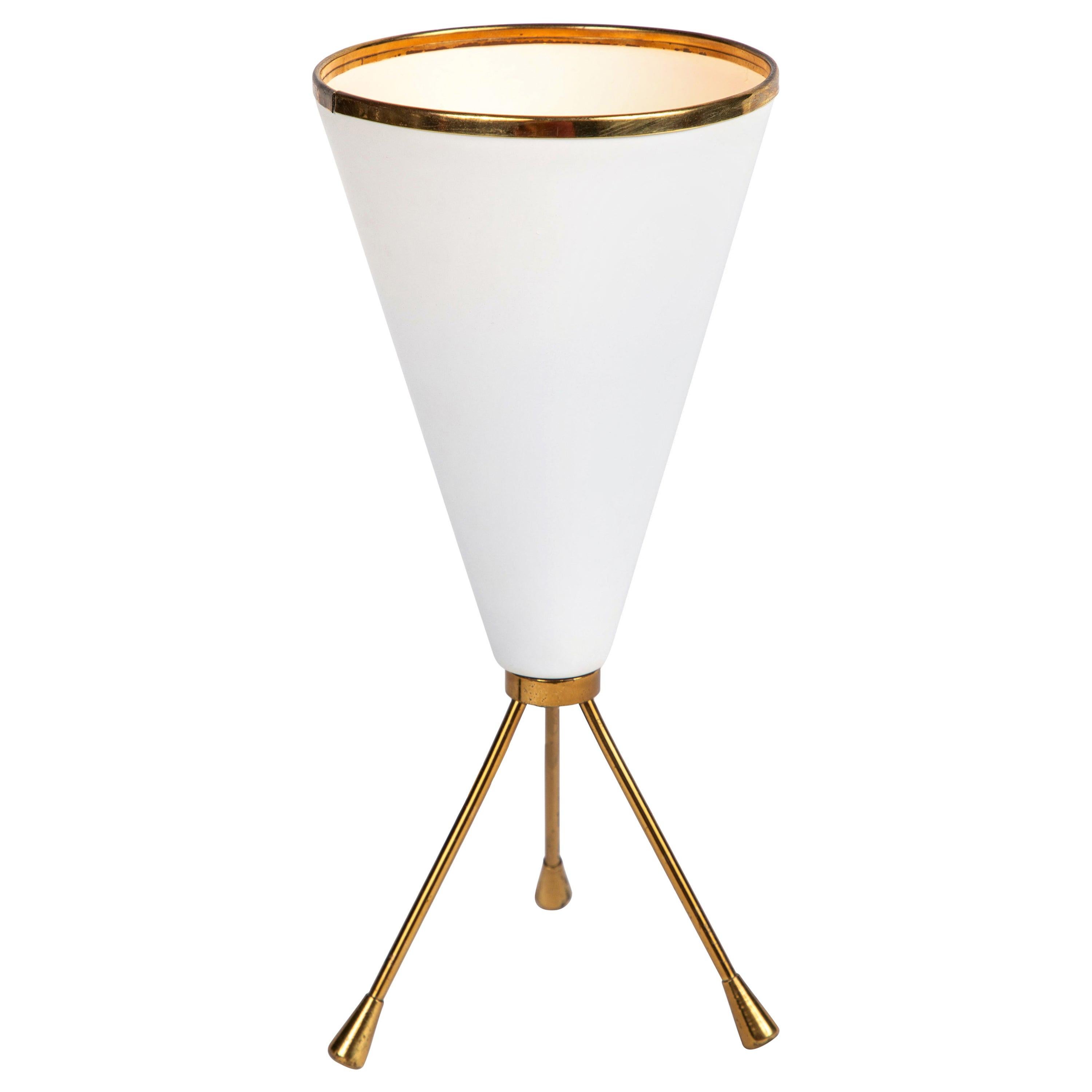 1950s Stilux Milano White Cone Tripod Table Lamp
