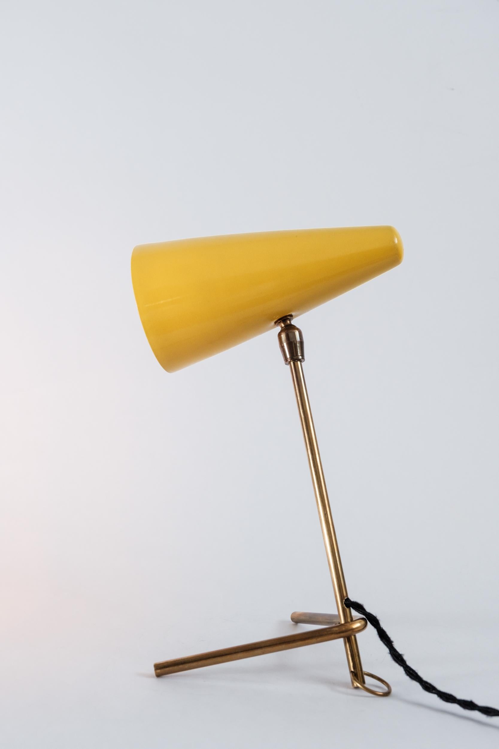 1950s Stilux Milano Yellow Conical Table Lamp For Sale 1