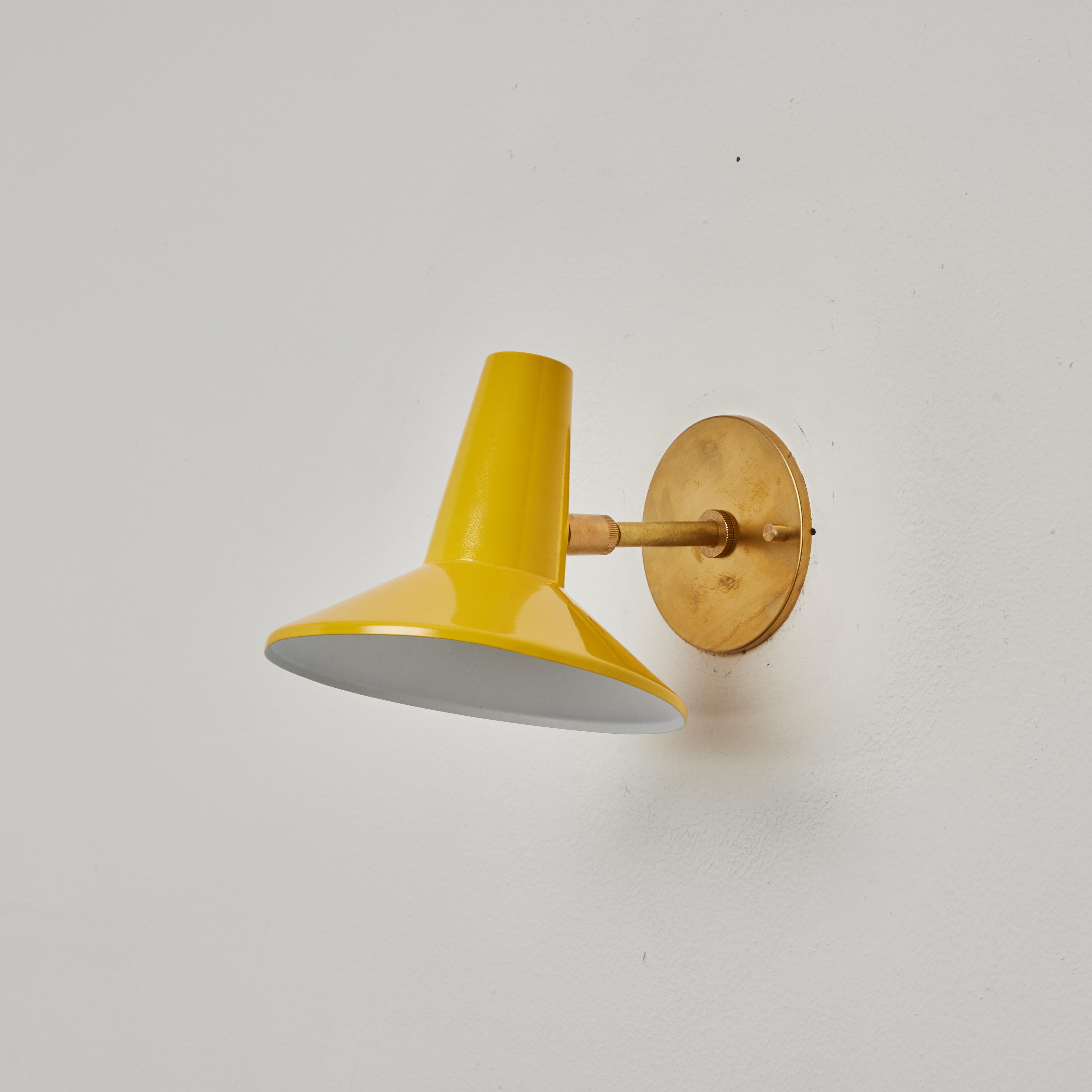 Mid-Century Modern 1950s Stilux Yellow Metal and Brass Articulating Sconce For Sale