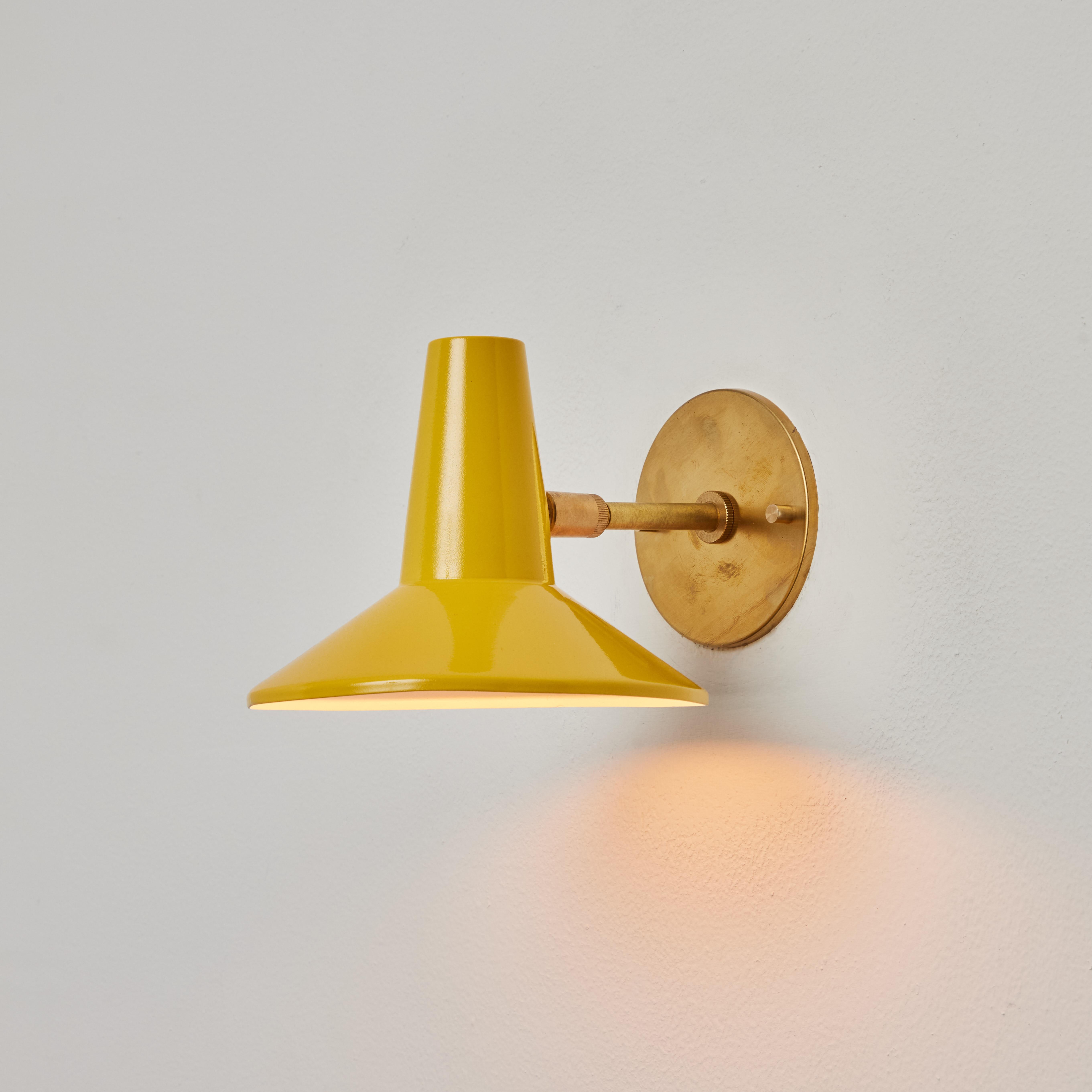 Italian 1950s Stilux Yellow Metal and Brass Articulating Sconce For Sale
