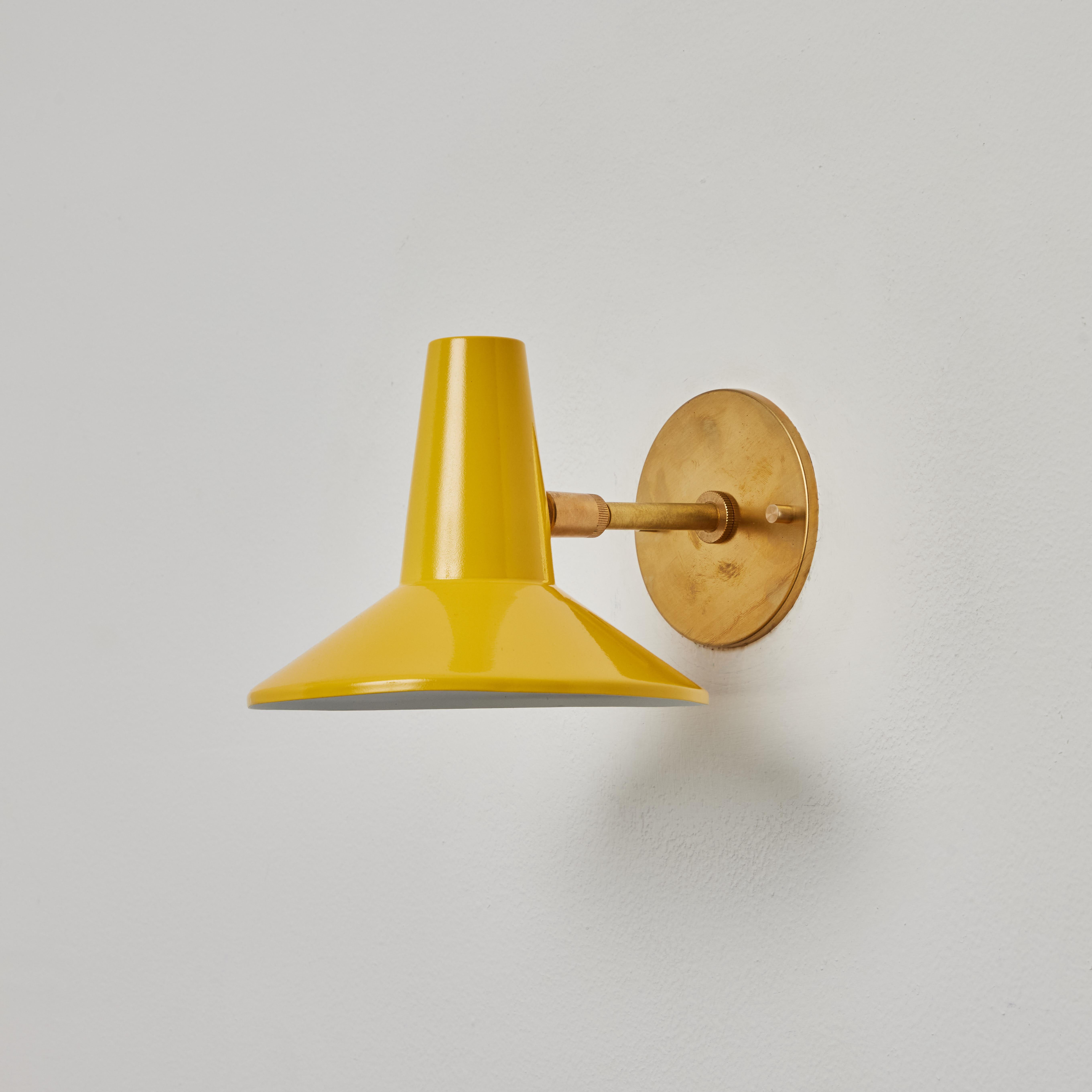 Painted 1950s Stilux Yellow Metal and Brass Articulating Sconce For Sale