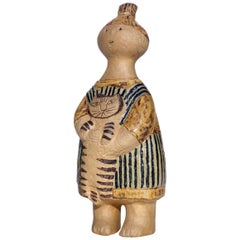 1950s "Stina with Cat" by Lisa Larson Gustavsberg Sweden Figure Pottery