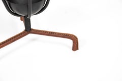 1950s Stitched Leather and Bamboo Umbrella Stand by Jacques Adnet