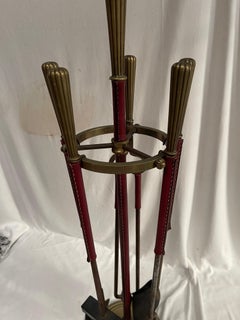 Mantelli in pelle e bronzo Stitch by Stitch di Jacques Adnet degli anni '50