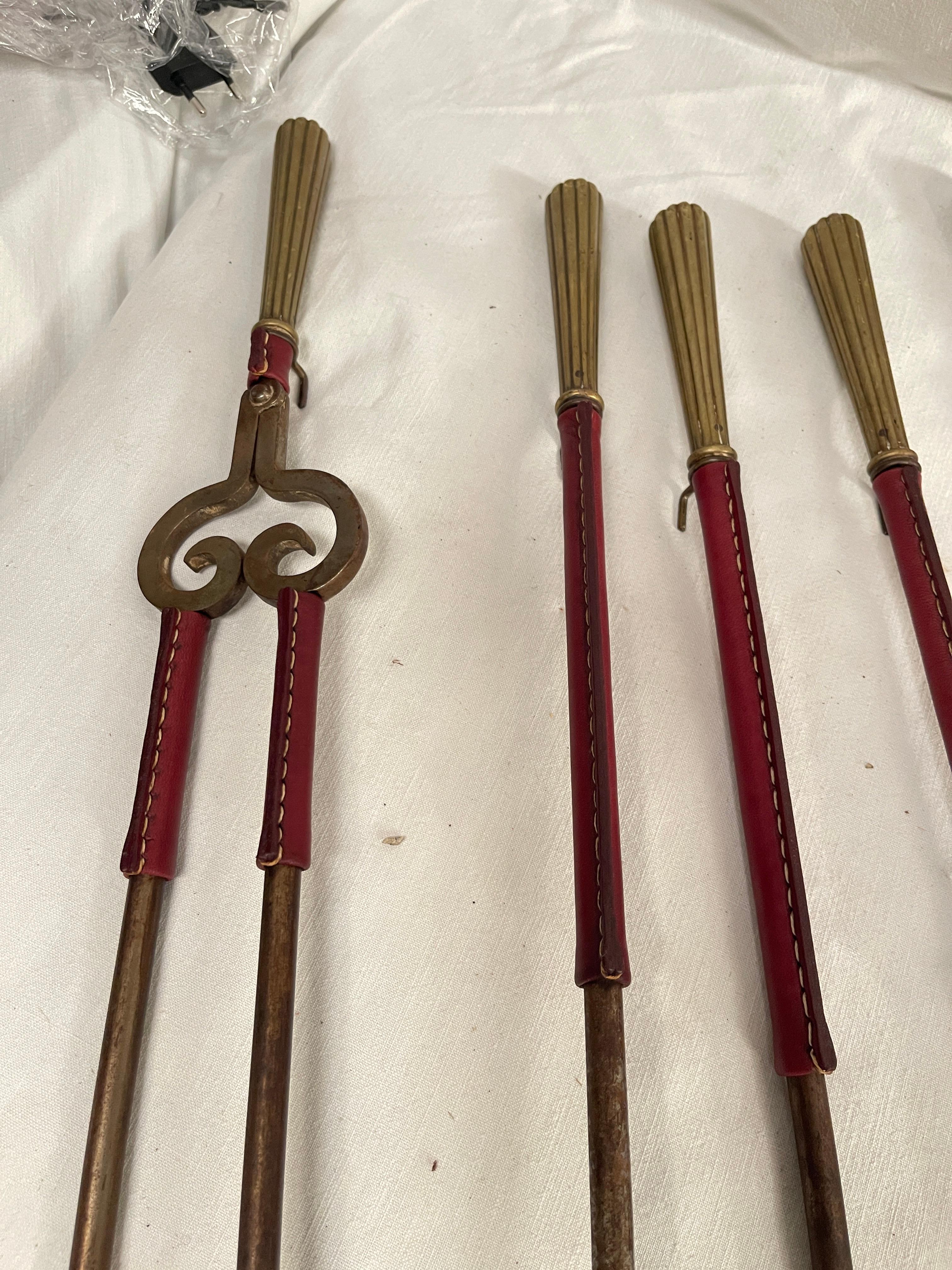 Manteaux en cuir cousu et bronze des années 1950 par Jacques Adnet en vente 1