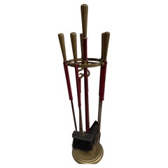 1950's Stitched leather and bronze mantles by Jacques Adnet
