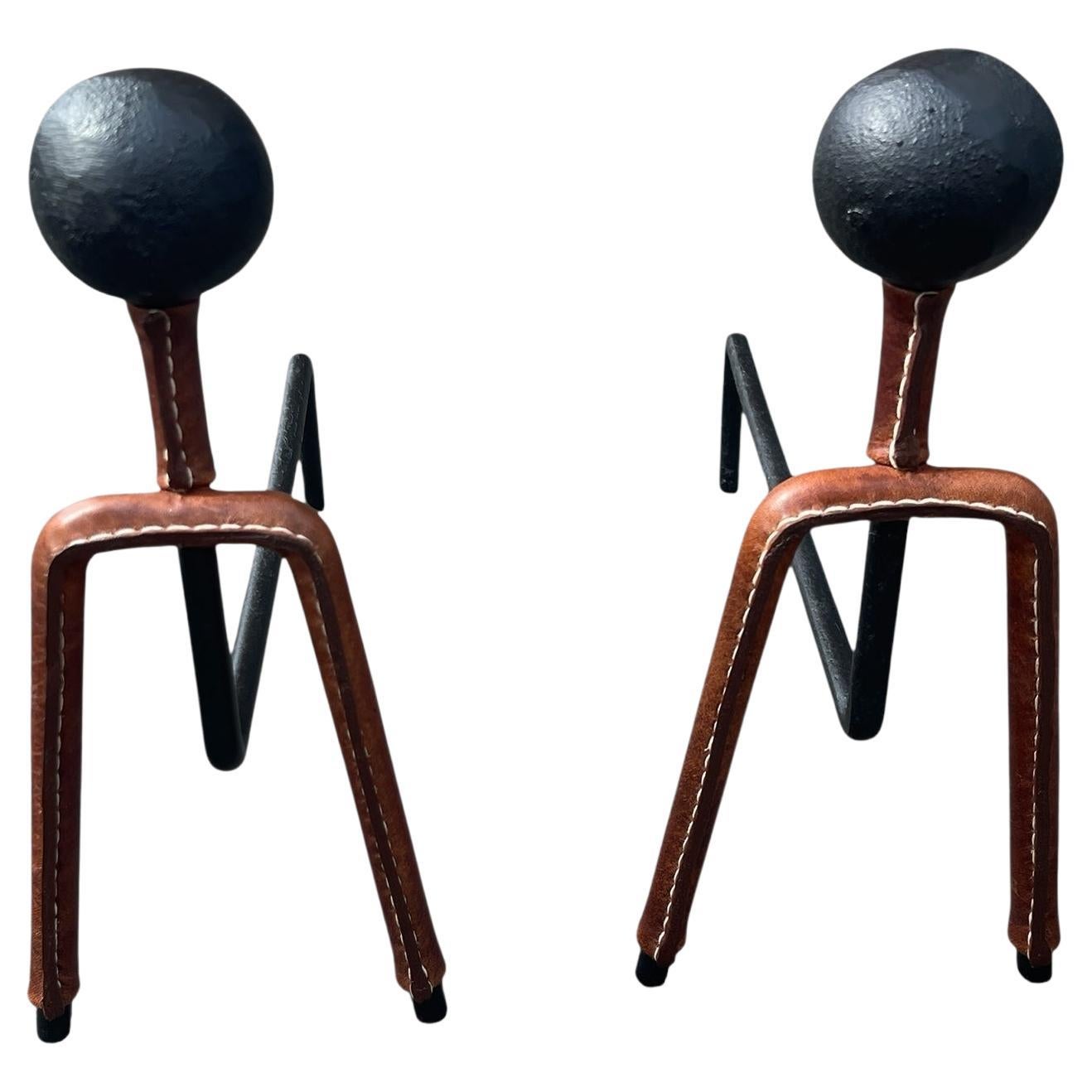 Stitch by Stitch 1950 in pelle e ghisa e ferro da stiro di Jacques Adnet