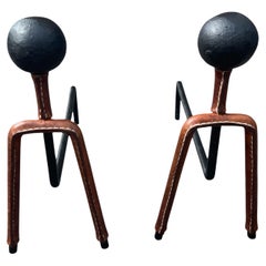 Stitch by Stitch 1950 in pelle e ghisa e ferro da stiro di Jacques Adnet