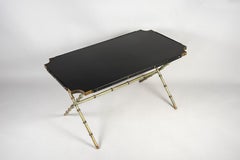 1950's Stitched Leather and Formica Table by Jacques Adnet