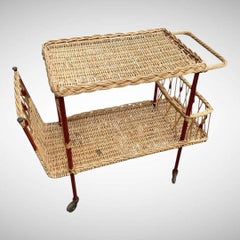 1950's STitched leather and rattan by Jacques Adnet