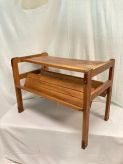 1950's stitched leather and wood side table by Jacques Adnet
