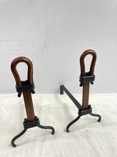 Chandelles en cuir Stitch by Jacques Adnet, années 1950