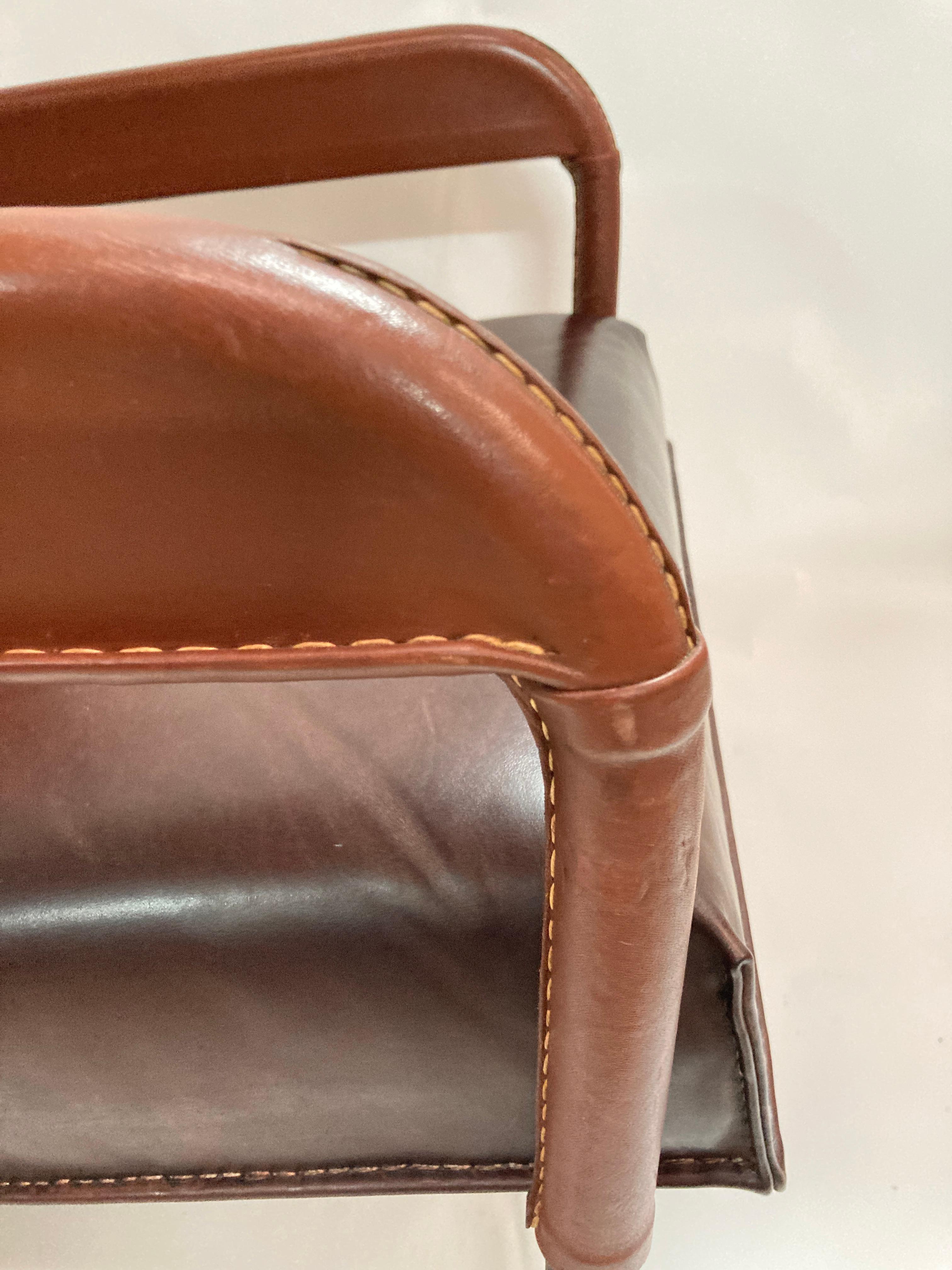 1950's Stitched leather armchair by Jacques Adnet  For Sale 1