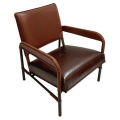 1950's Stitched leather armchair by Jacques Adnet 