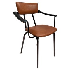 Retro 1950's Stitched leather armchair by Jacques Adnet 